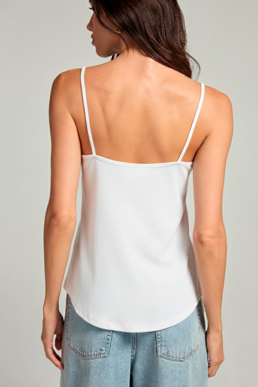 Regata alcinha em viscolinho - Branco