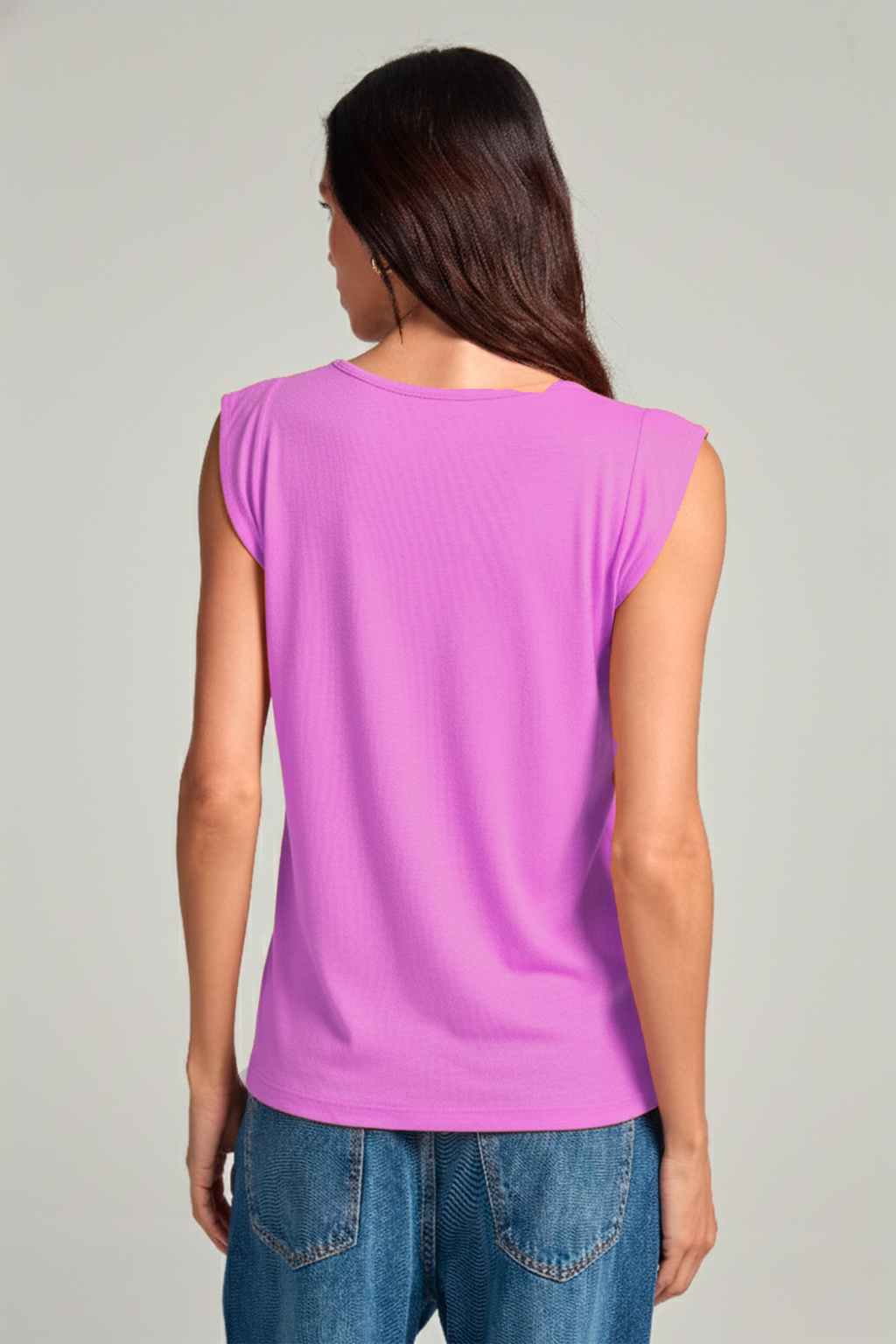 Regata babados em viscolinho - Lilás