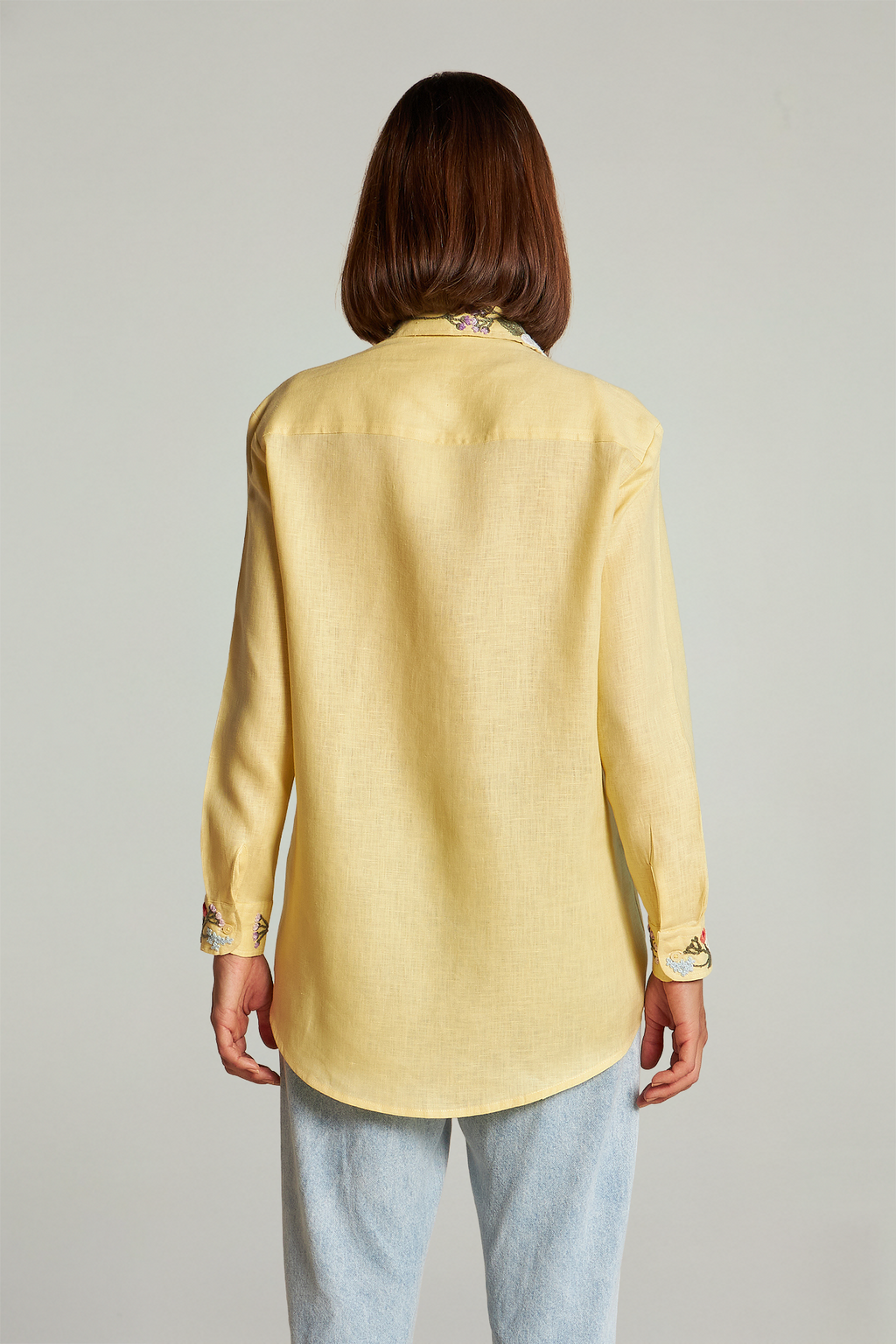 Camisão em linho bordado - Amarelo