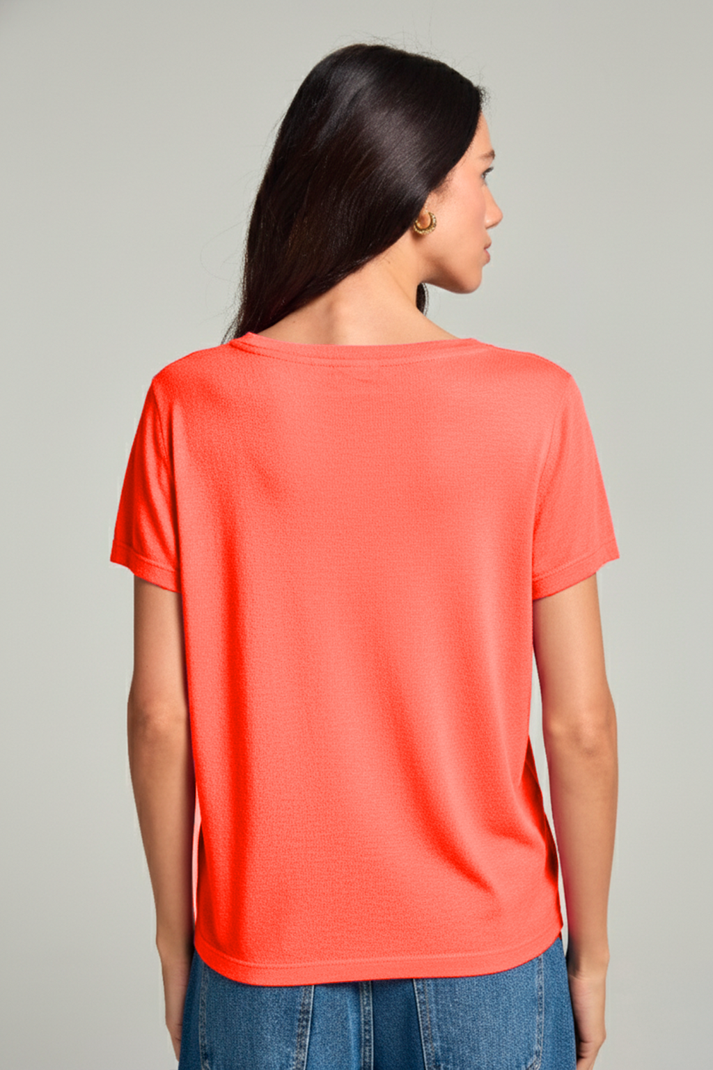 Camiseta viscolinho gola v - Vermelho