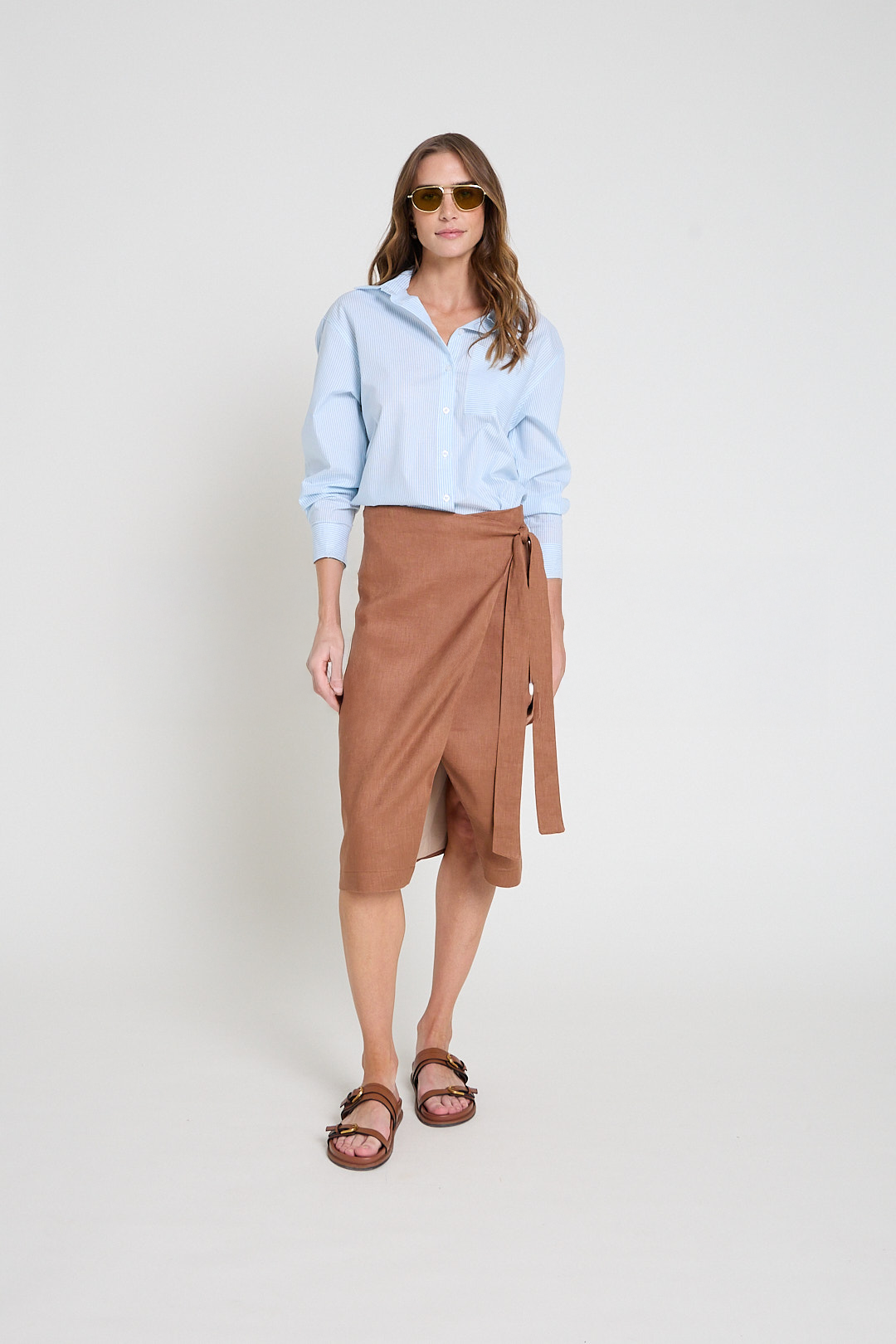 Camisa em tricoline com bolso - Listras