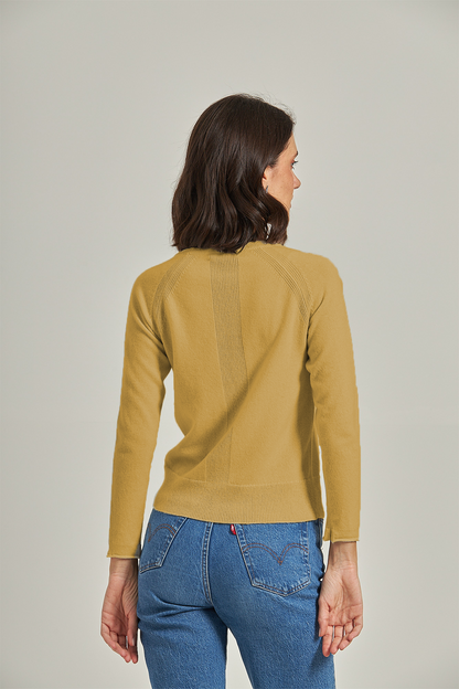 Sueter 100% cashmere gola U - Caramelo