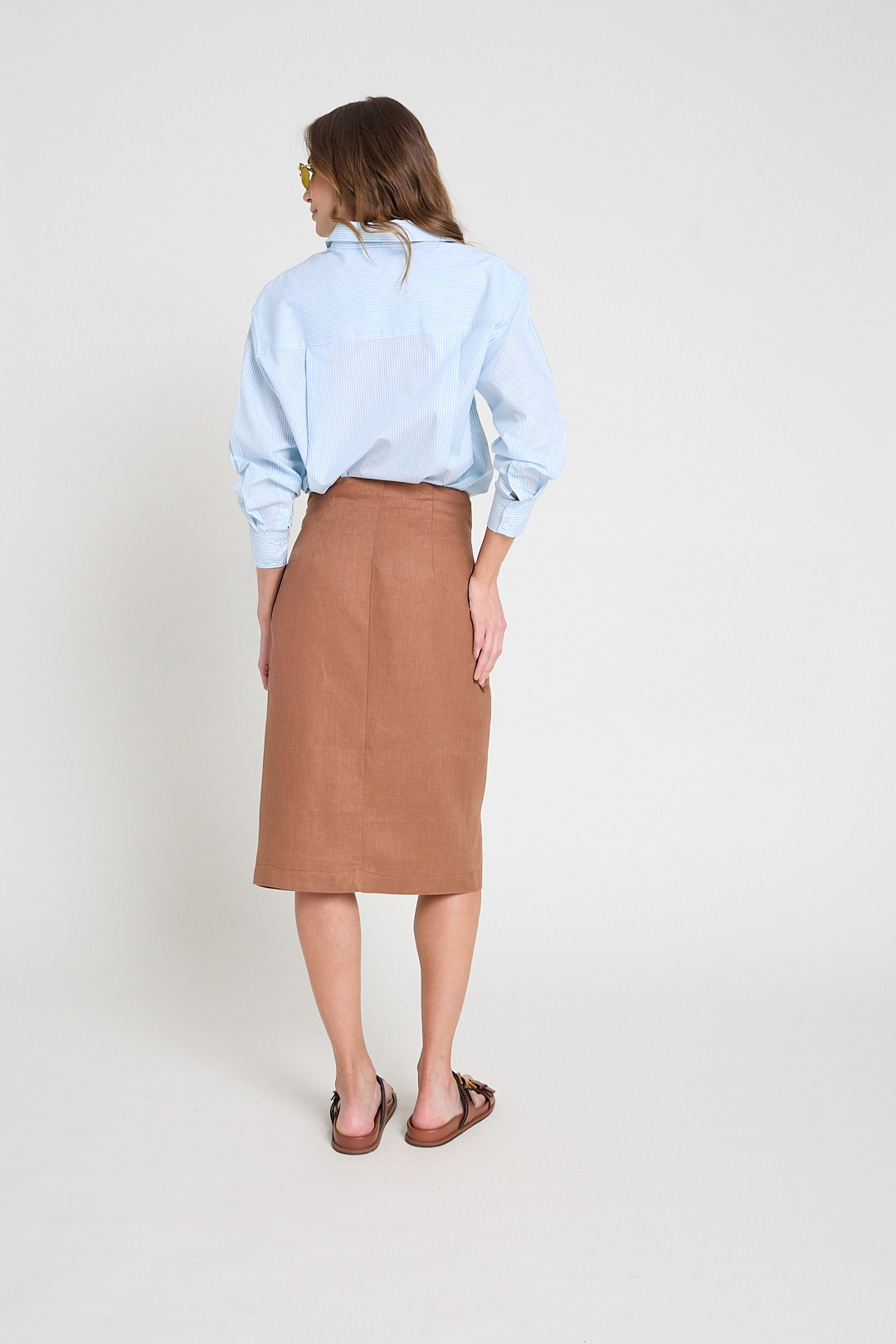 Camisa em tricoline com bolso - Listras
