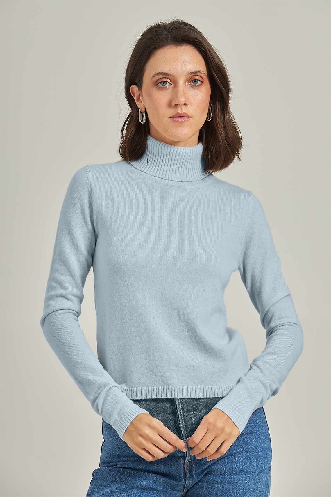 Sueter 100% cashmere gola alta - Azul