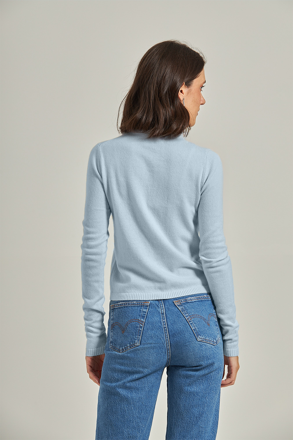 Sueter 100% cashmere gola alta - Azul