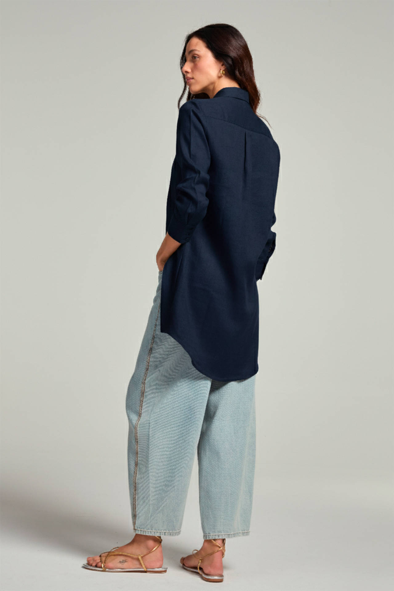 Chemise em linho - Marinho