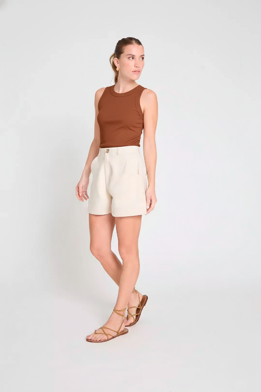 Regata canelada em malha -  Mocha