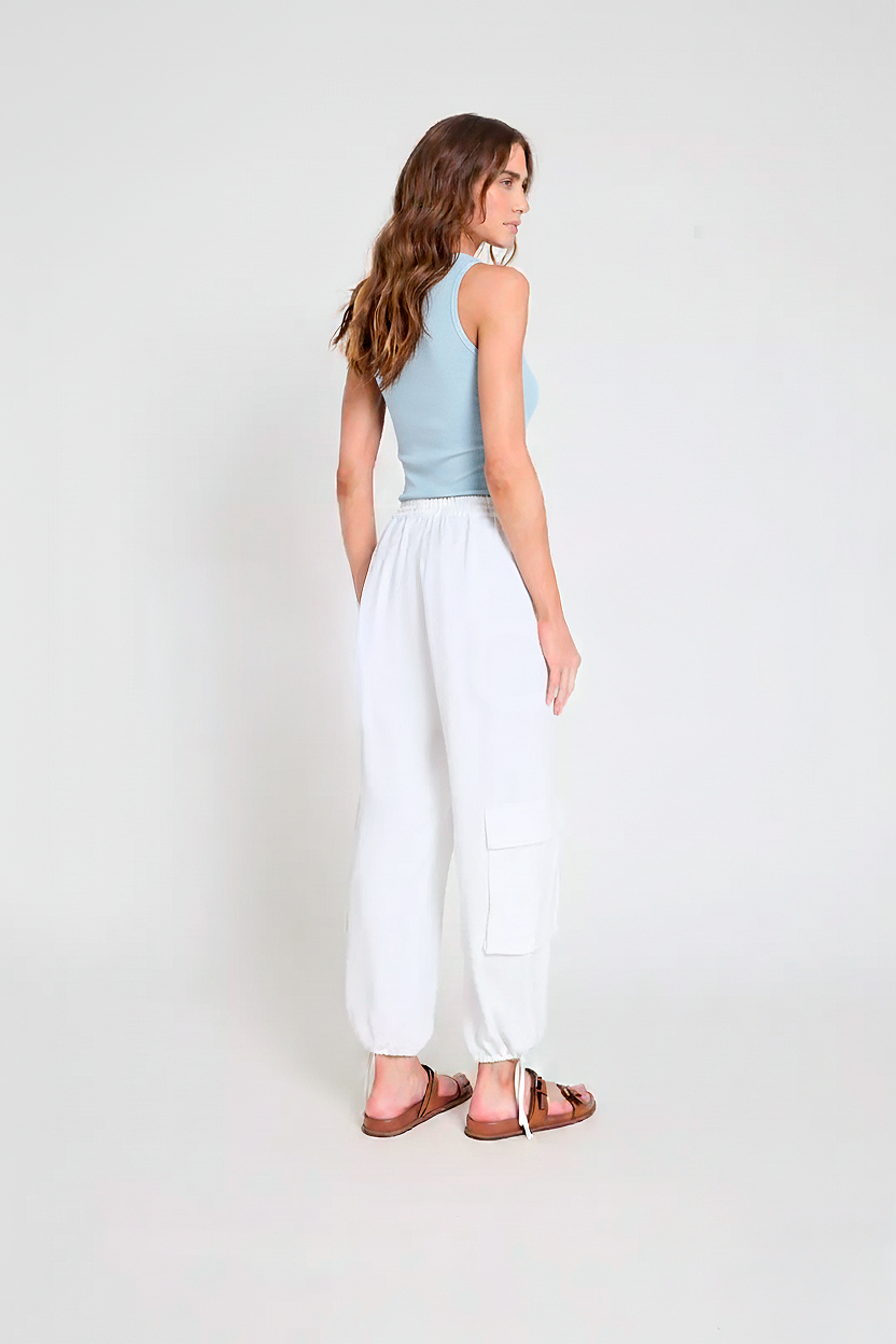 Regata canelada em malha decote U -  Azul claro