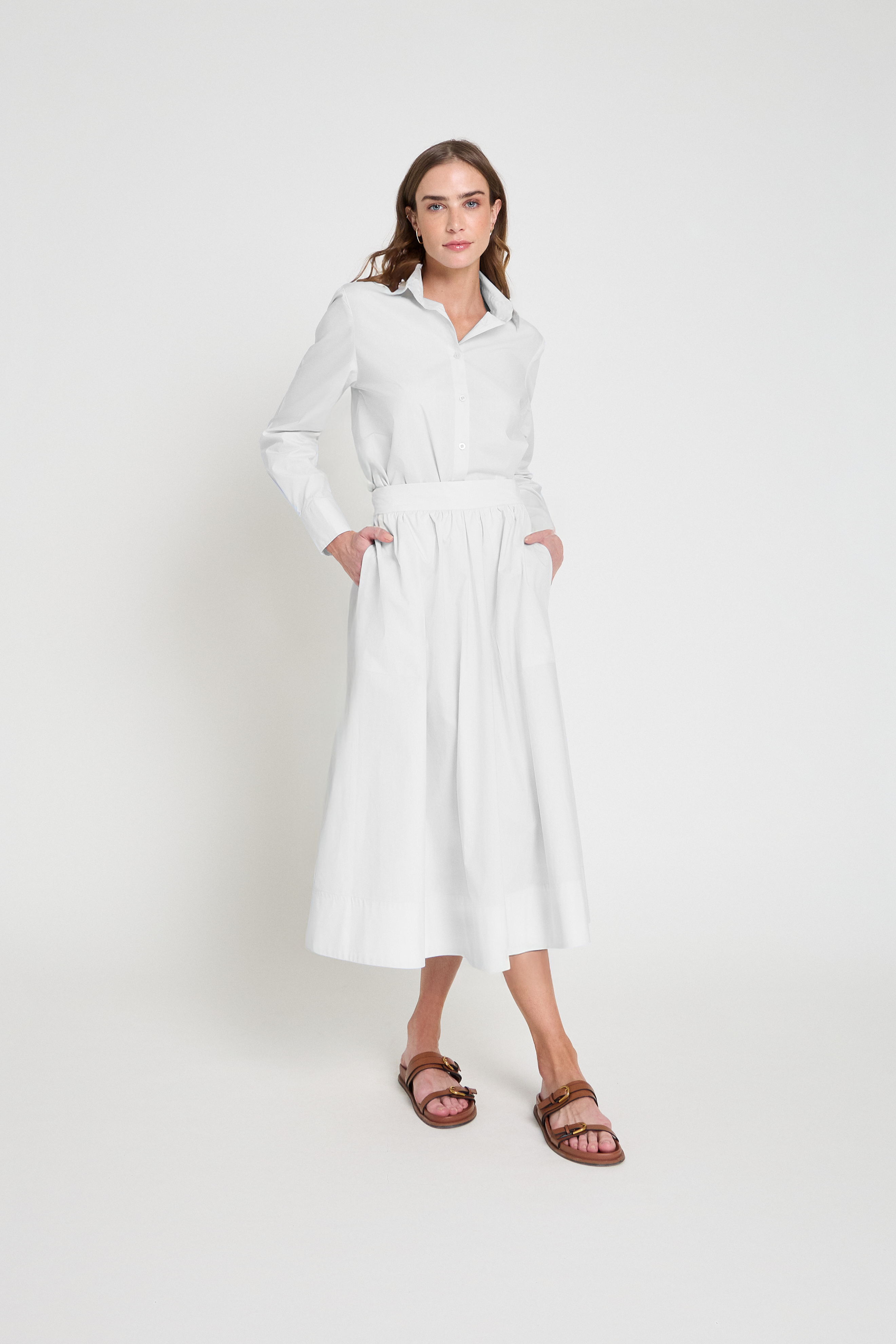 Saia em tricoline midi- Branco