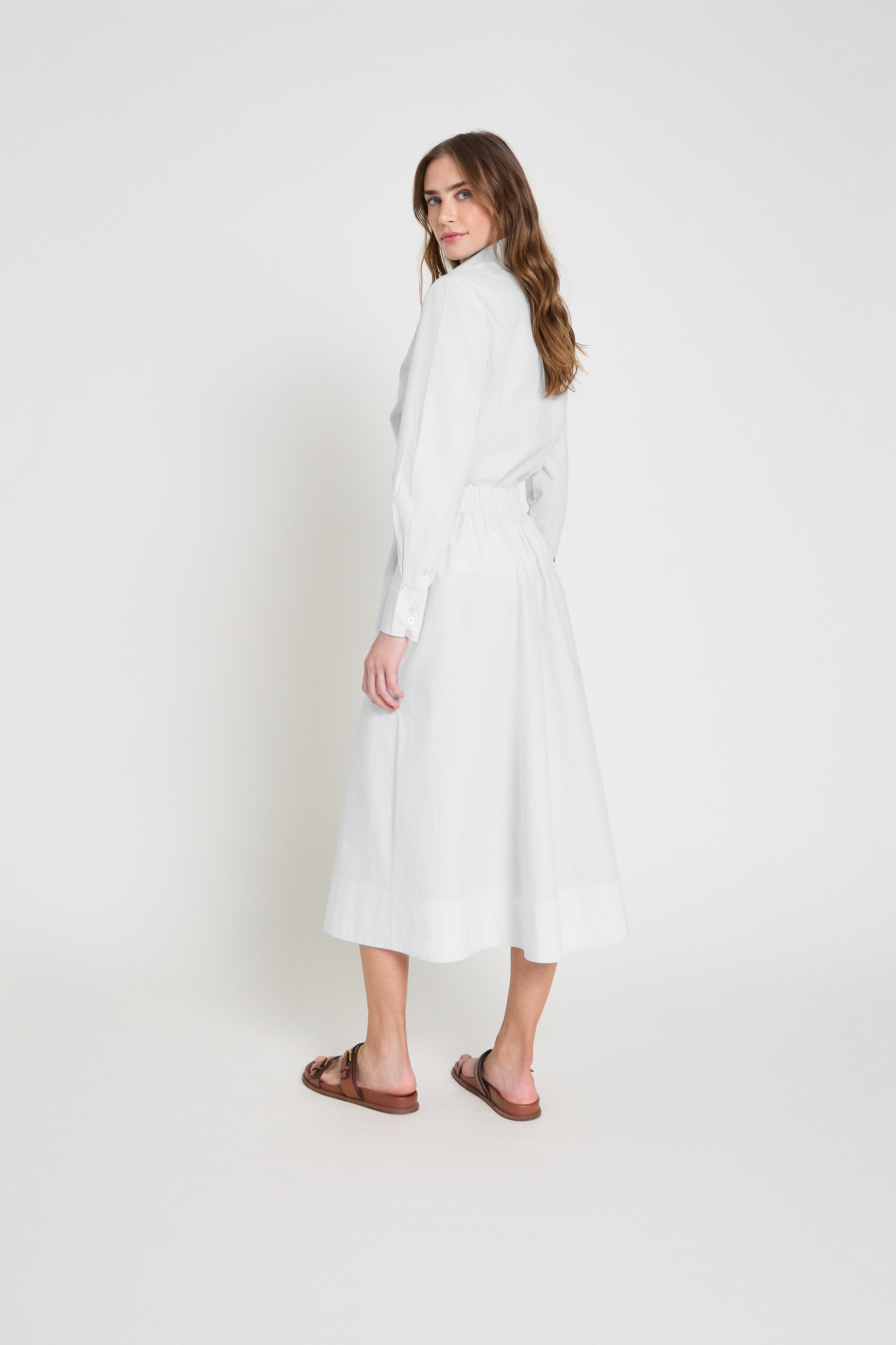 Saia em tricoline midi- Branco