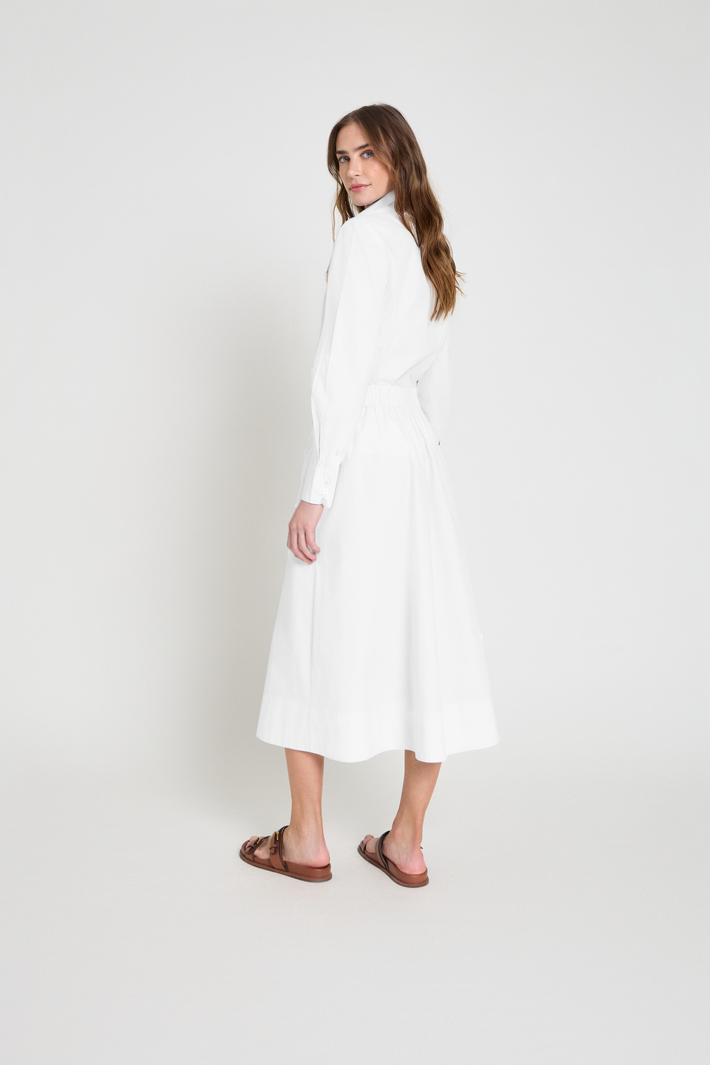 Saia midi em tricoline - Branco