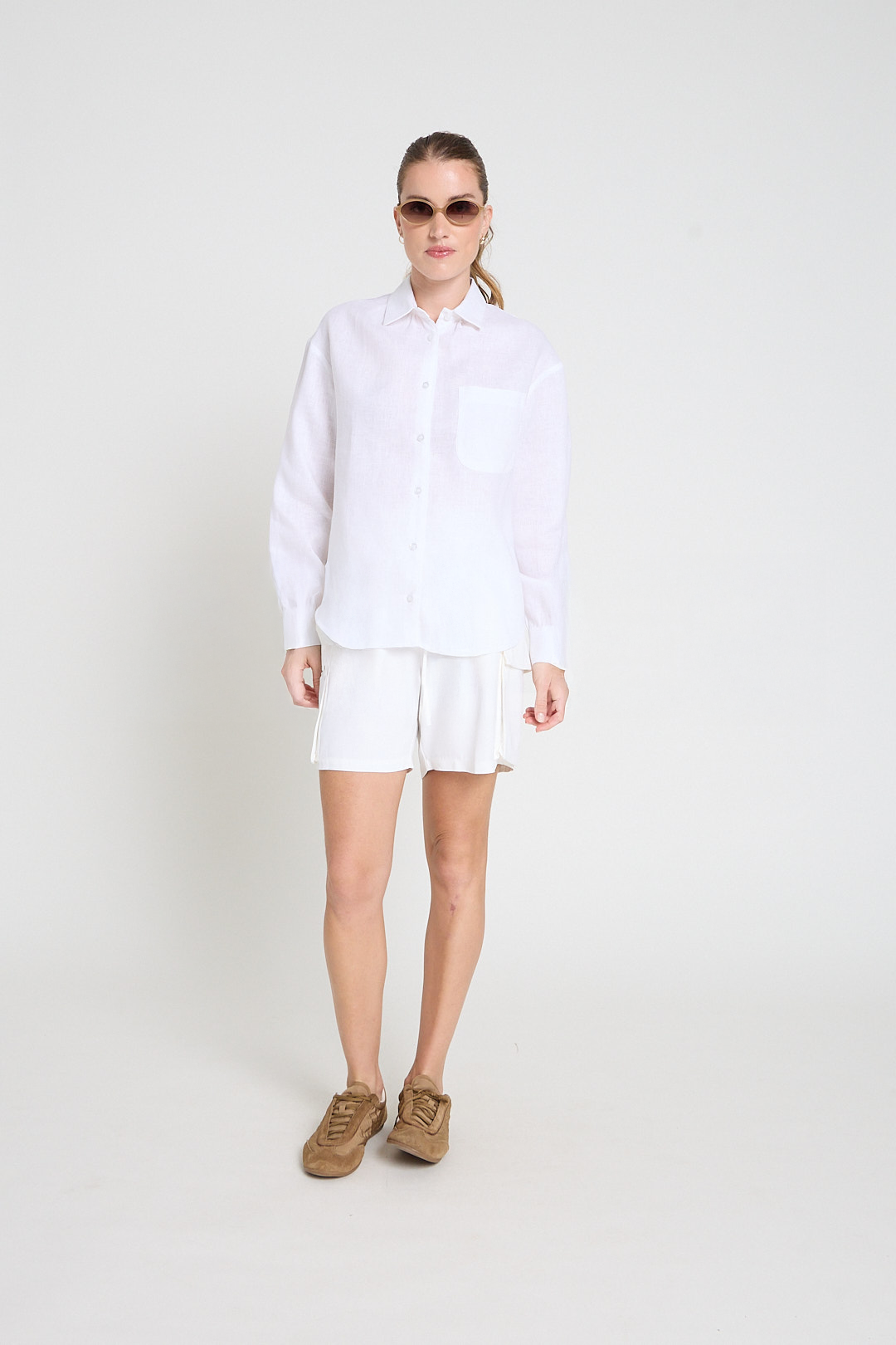 Camisa manga longa c/ bolso - Branco