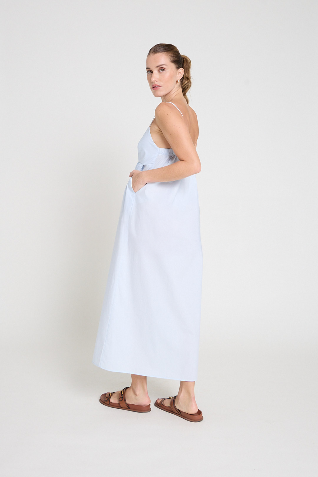 Vestido em tricoline - Azul claro