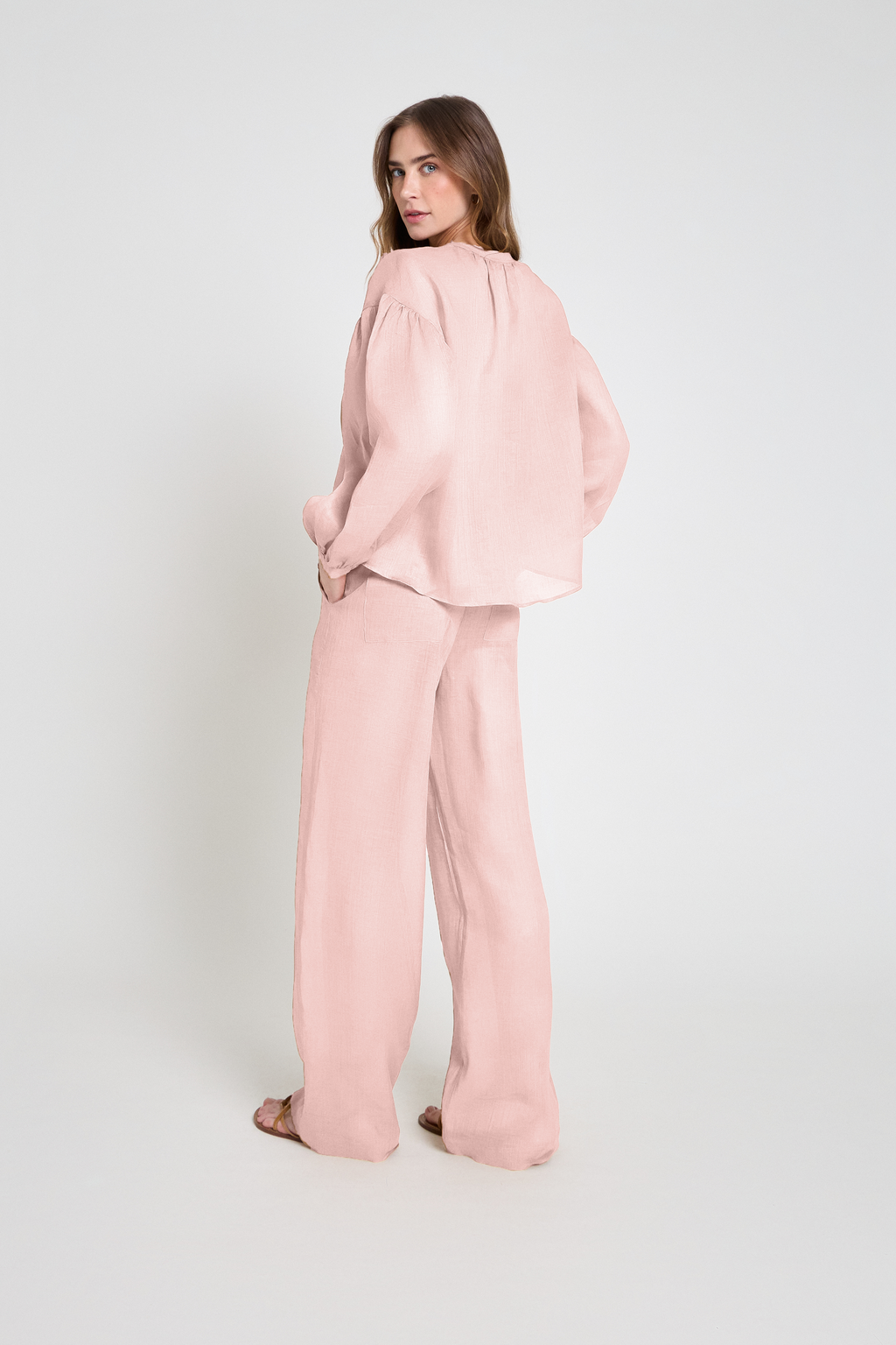 Camisa ampla em voil - Rosa