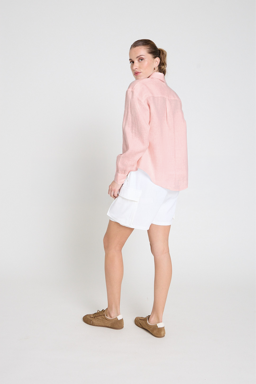 Camisa manga longa c/ bolso - Rosa