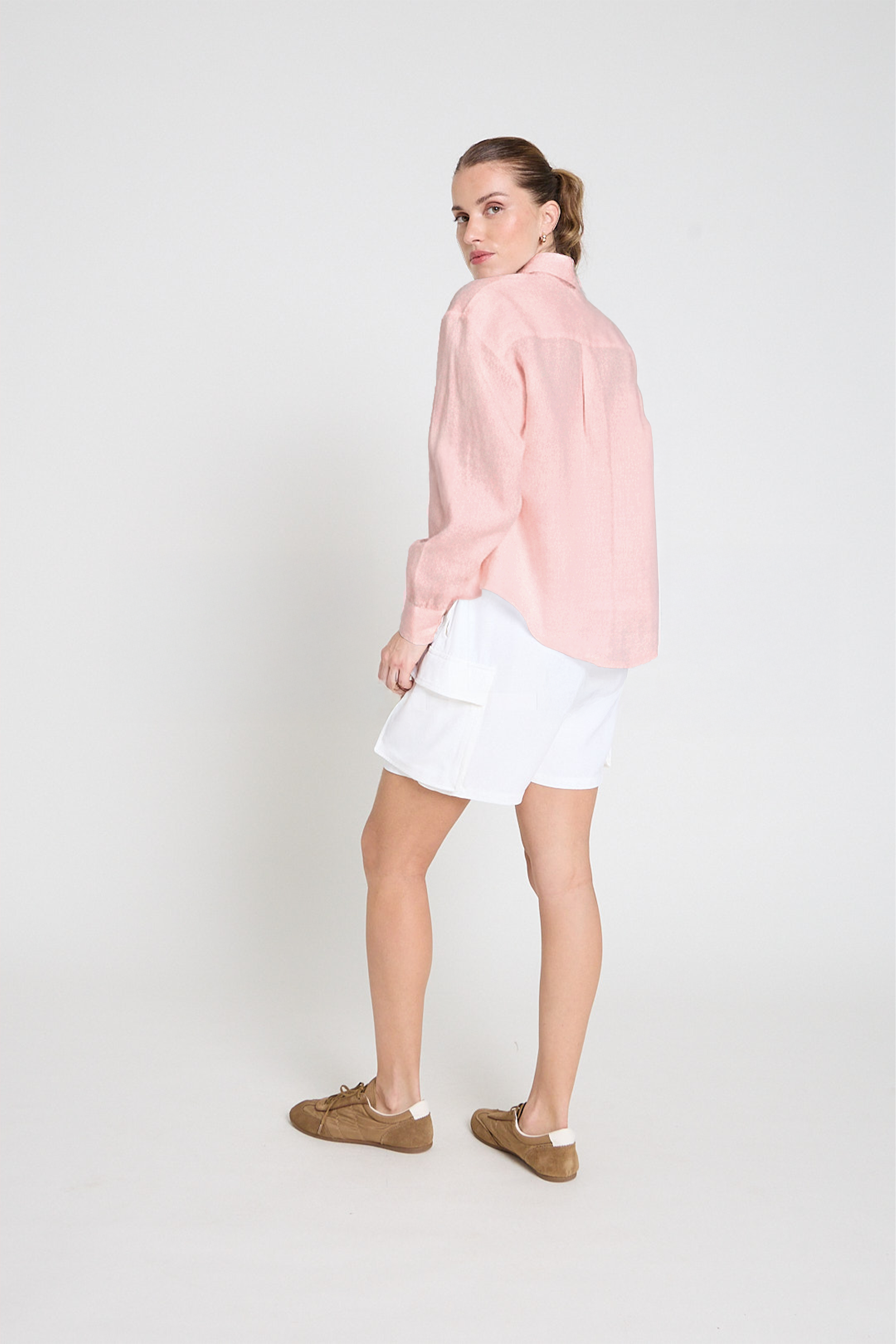 Camisa manga longa c/ bolso - Rosa
