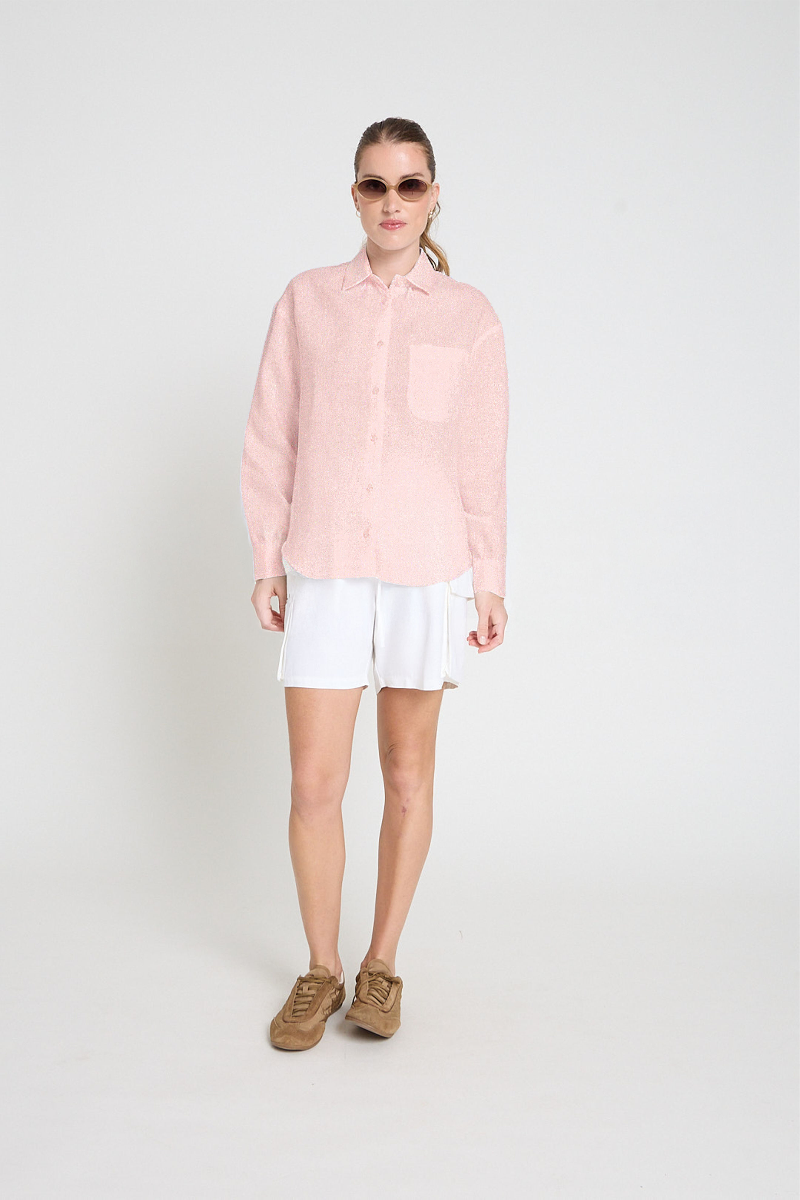 Camisa manga longa c/ bolso - Rosa