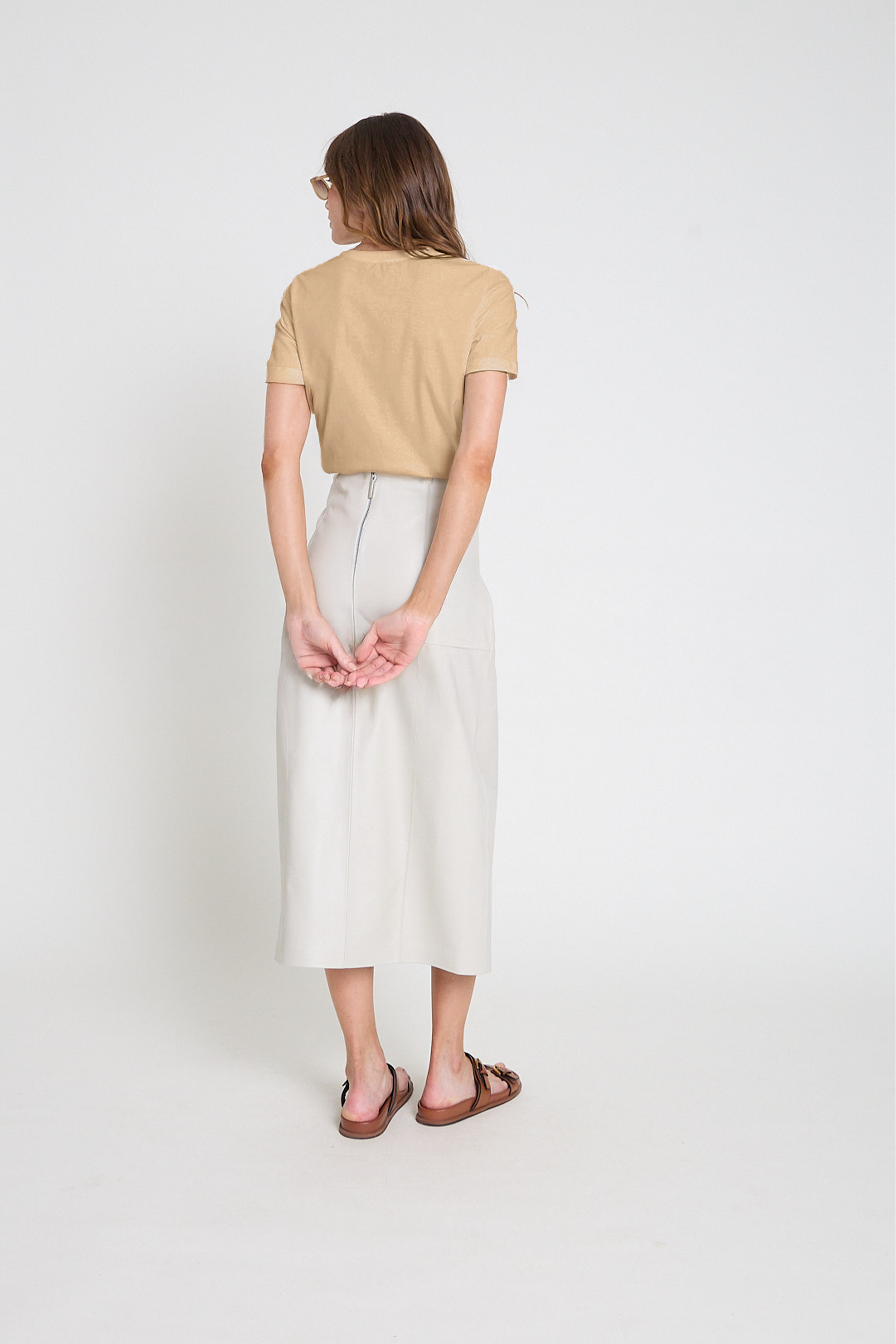 Camiseta em algodão pima - Camelo