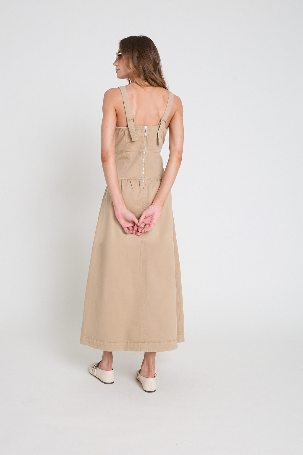 Vestido em sarja - Camelo