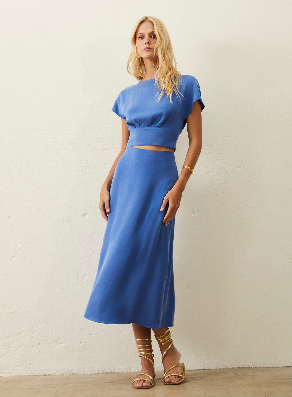 Blusa Em Cupro - Azul