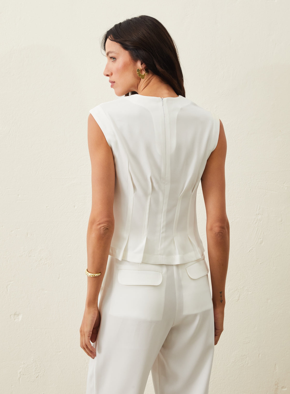 Blusas Com Pregas Em Crepe Patou - Off-White