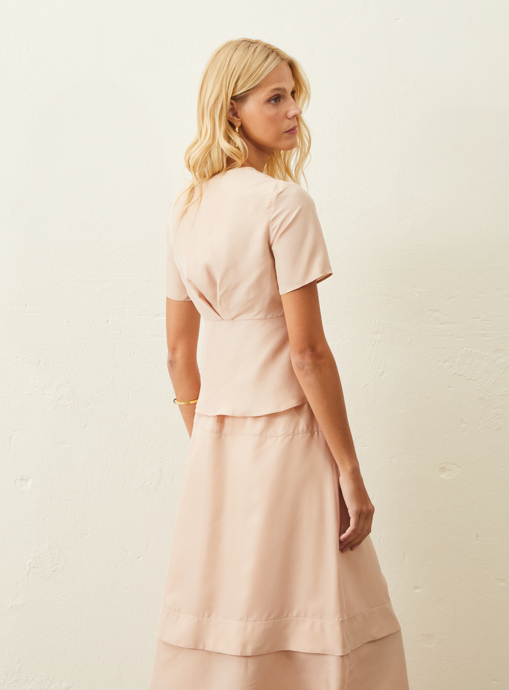 Blusa De Seda Com Amarração - Rosa