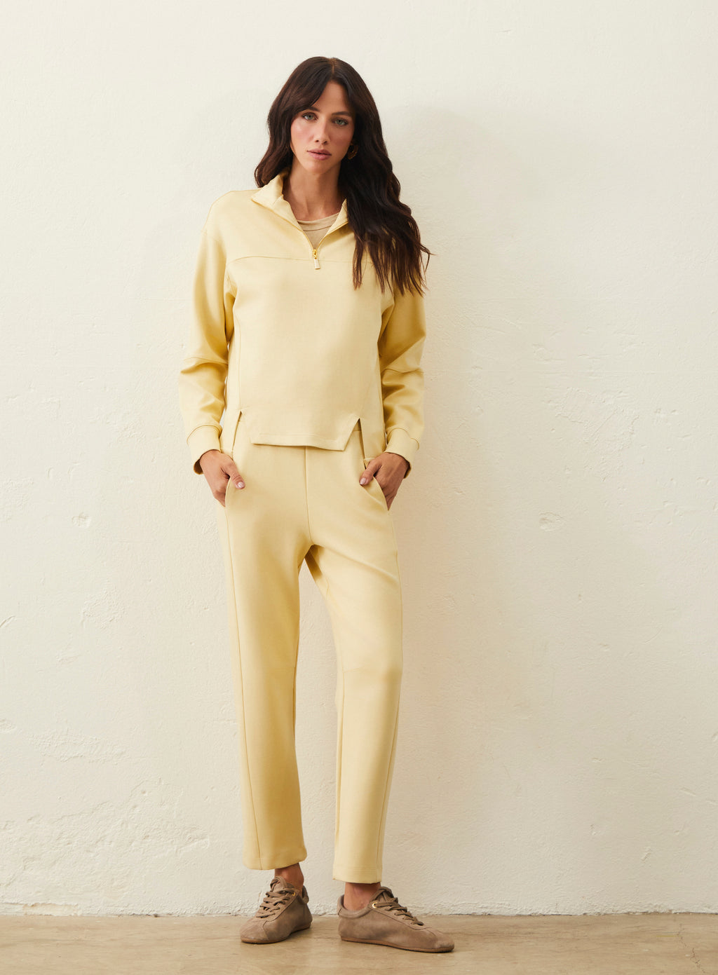 Blusão De Moletom Gola Alta - Amarelo