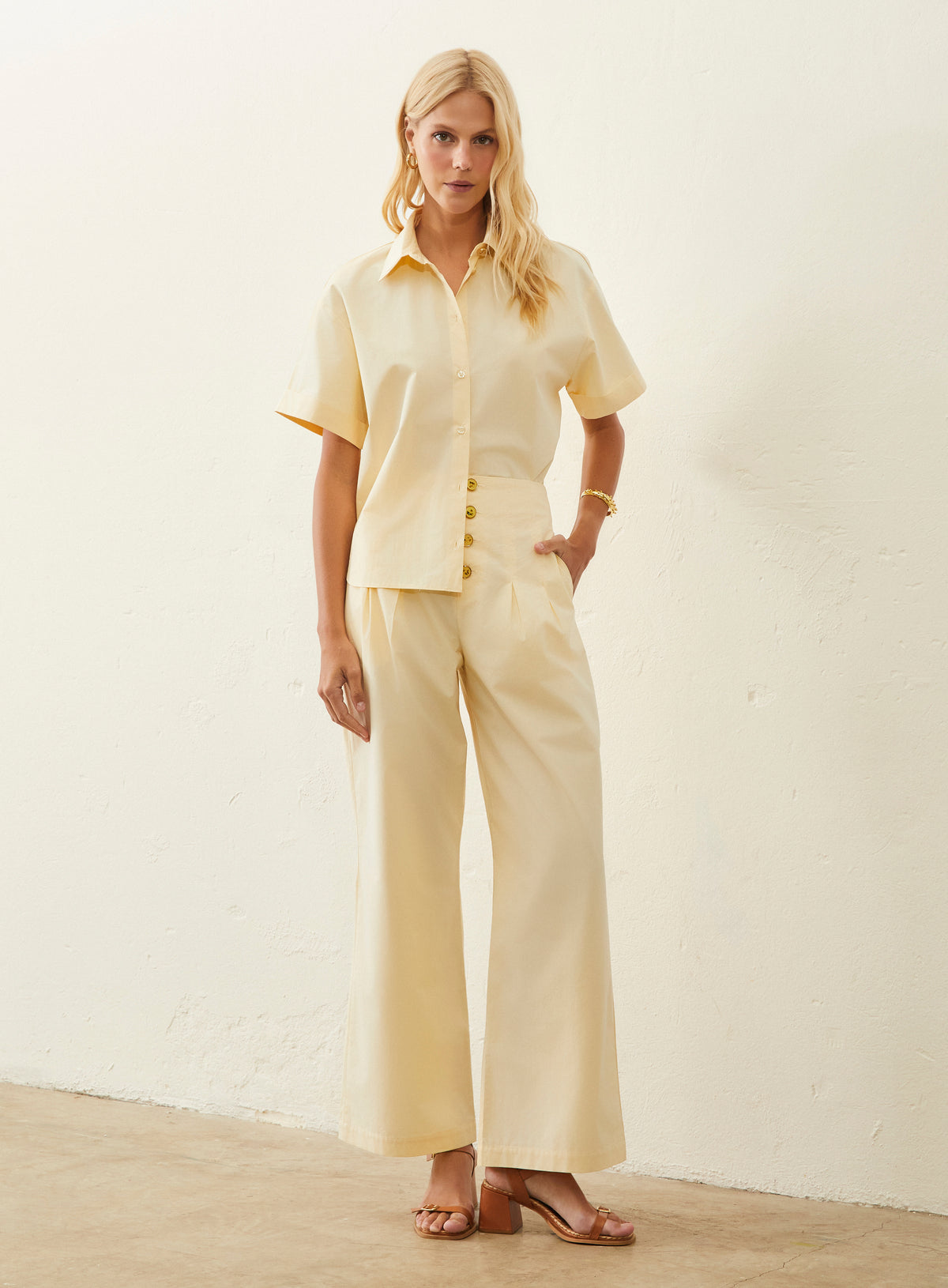 Calça De Tricoline - Amarelo