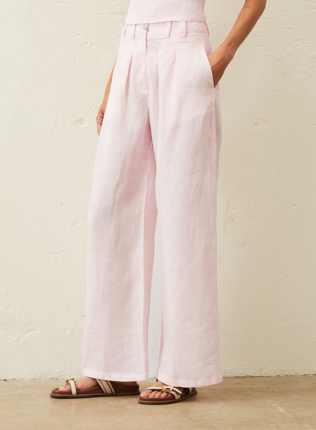 Calça De Linho - Rosa