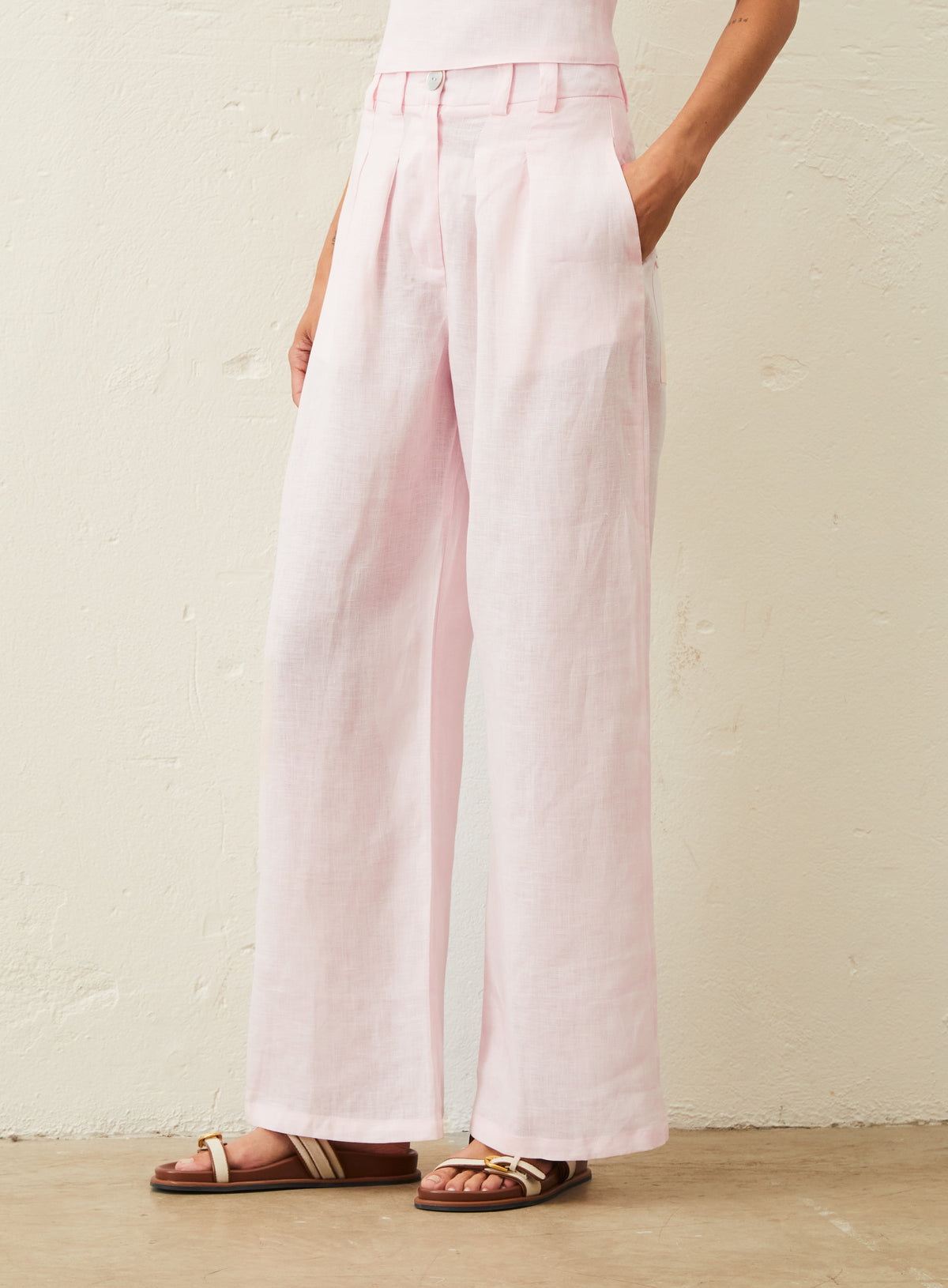 Calça De Linho - Rosa
