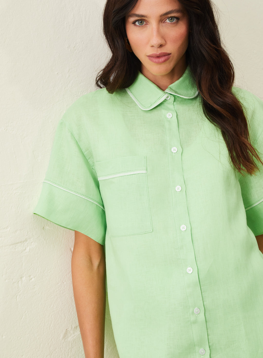 Camisa Em Linho Ton Sur Ton - Verde