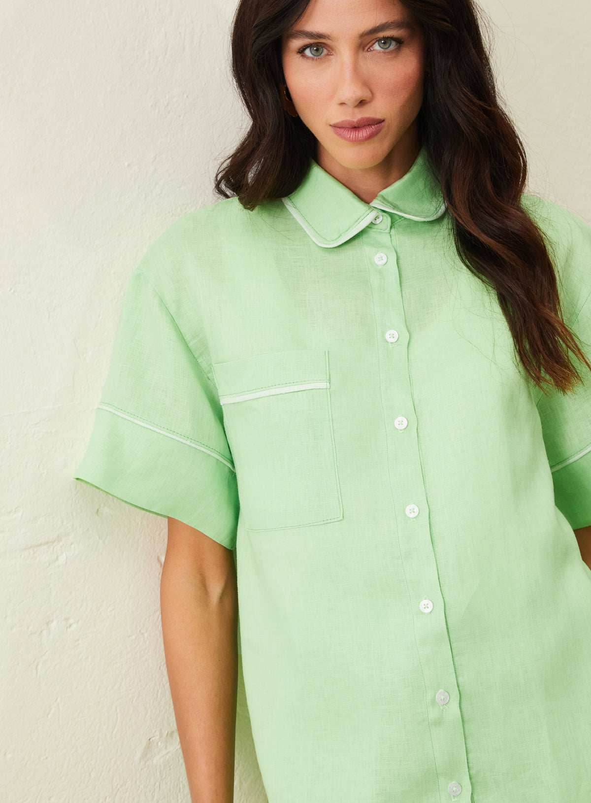 Camisa Em Linho Ton Sur Ton - Verde