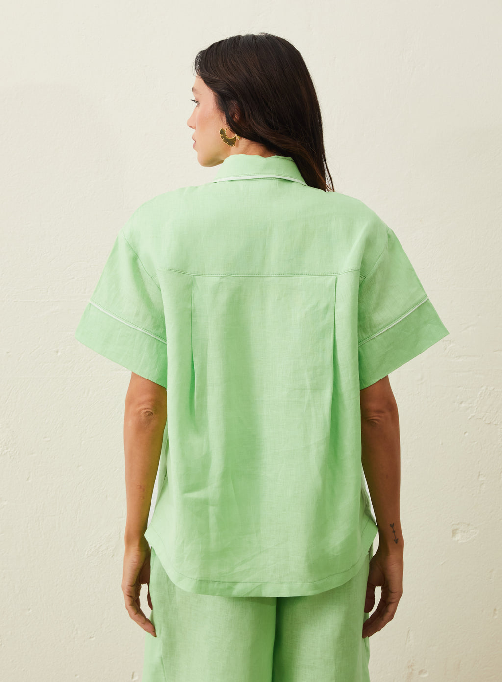 Camisa Em Linho Ton Sur Ton - Verde