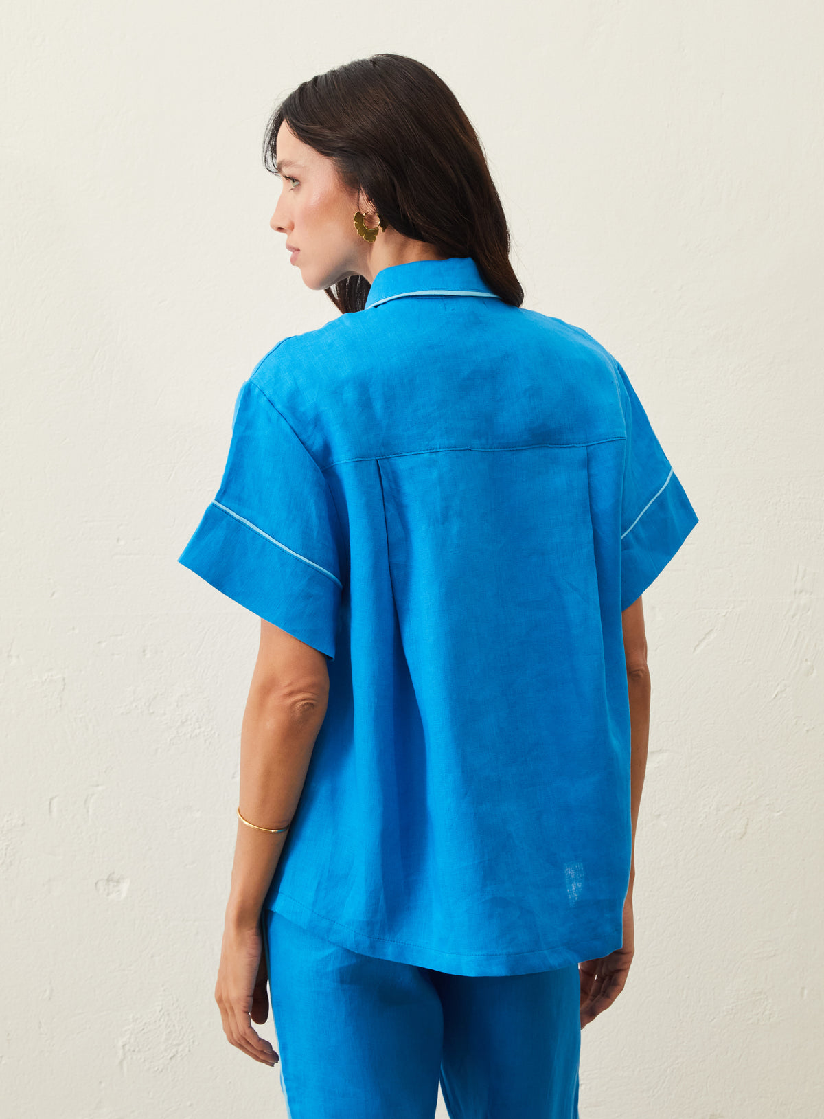 Camisa Em Linho Ton Sur Ton - Azul