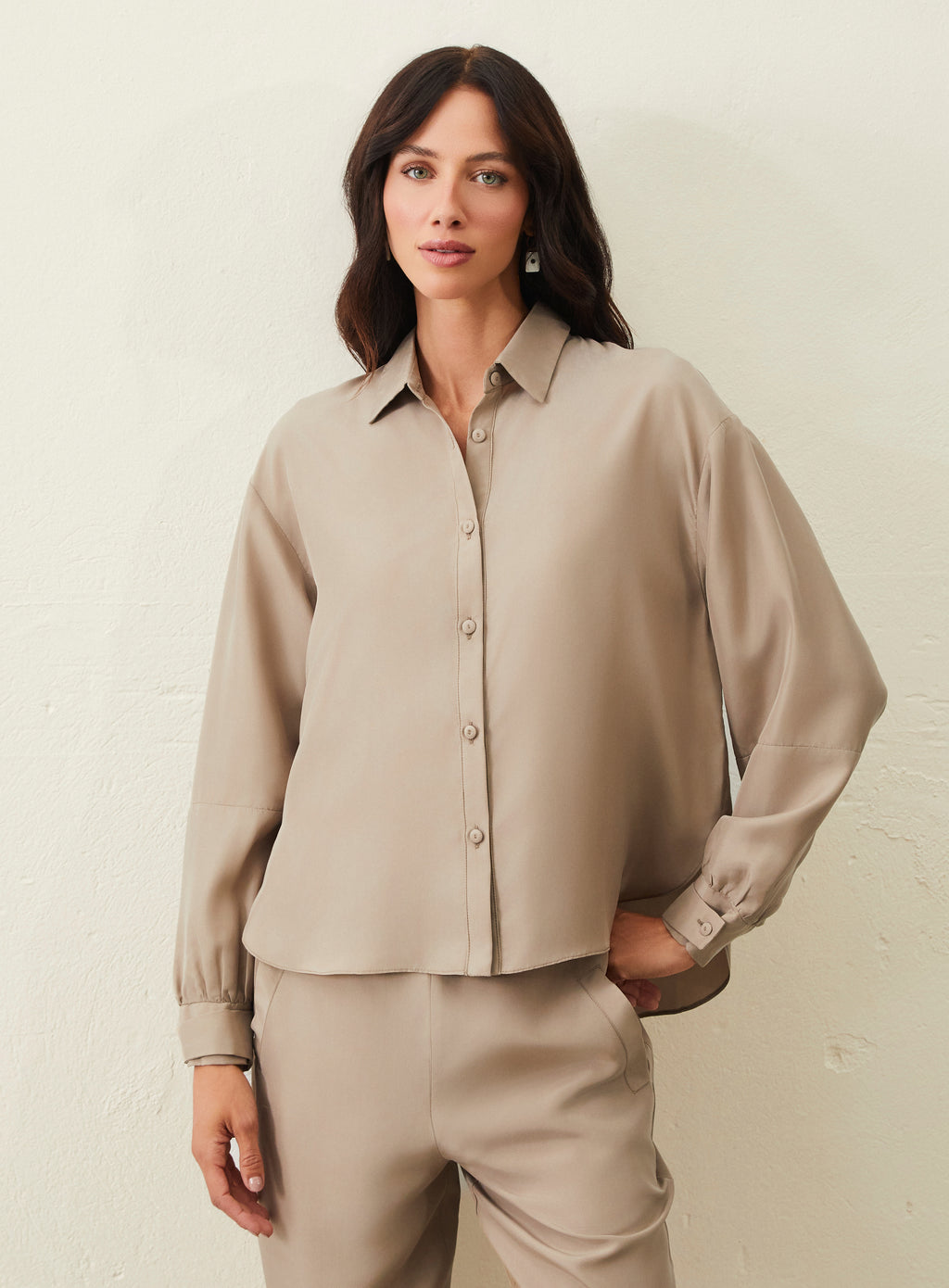 Camisa De Seda - Bege