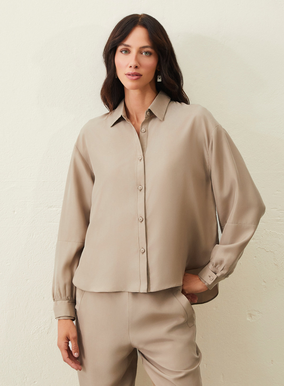 Camisa De Seda - Bege