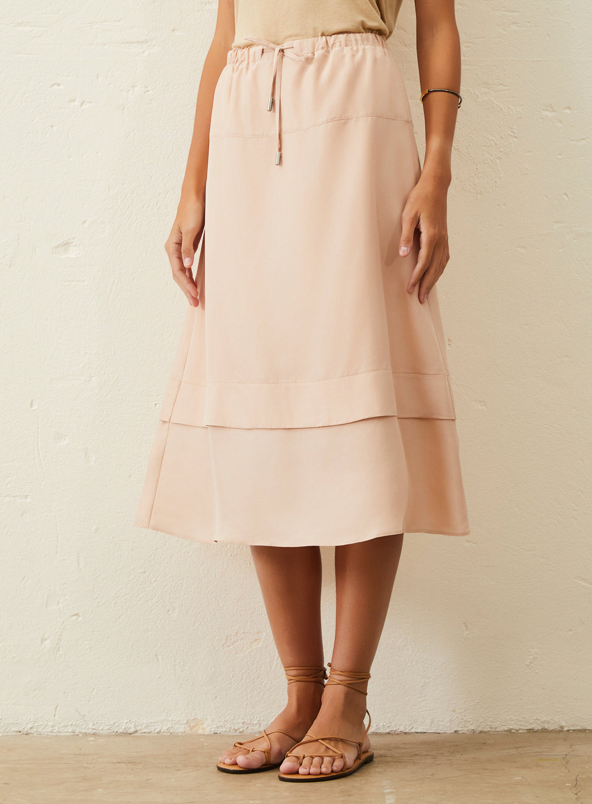 Saia Midi De Seda - Rosa