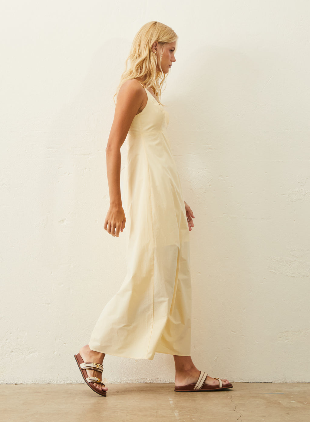 Vestido Longo Tricoline - Amarelo