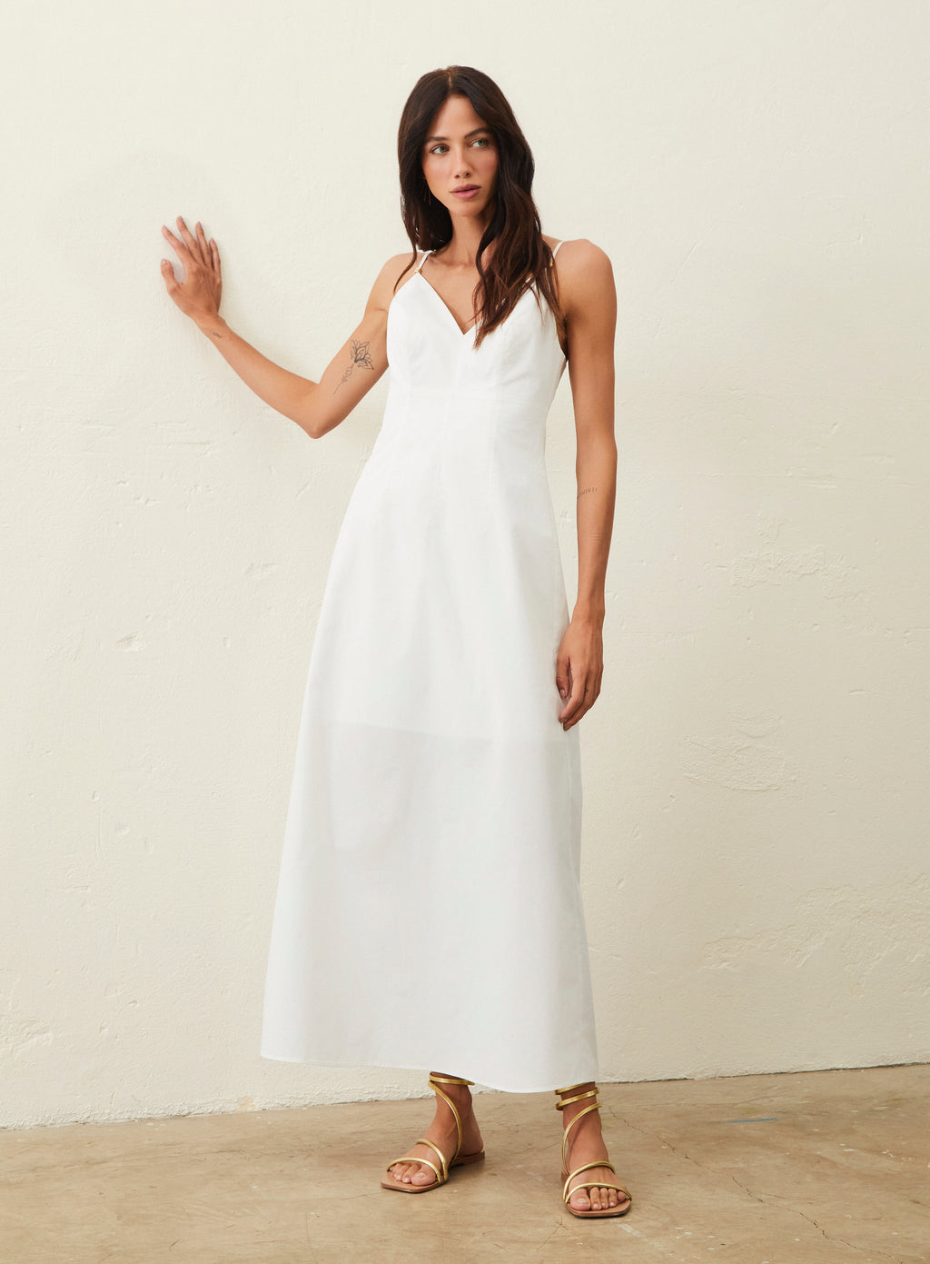 Vestido Longo Tricoline - Branco