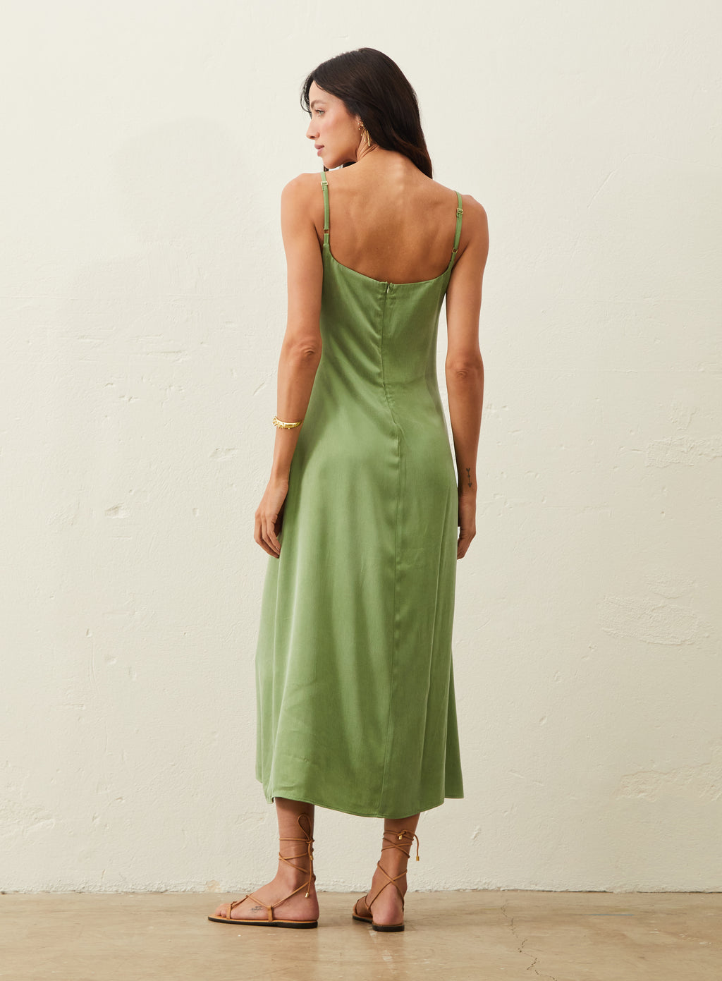 Vestido Midi Em Cupro - Verde
