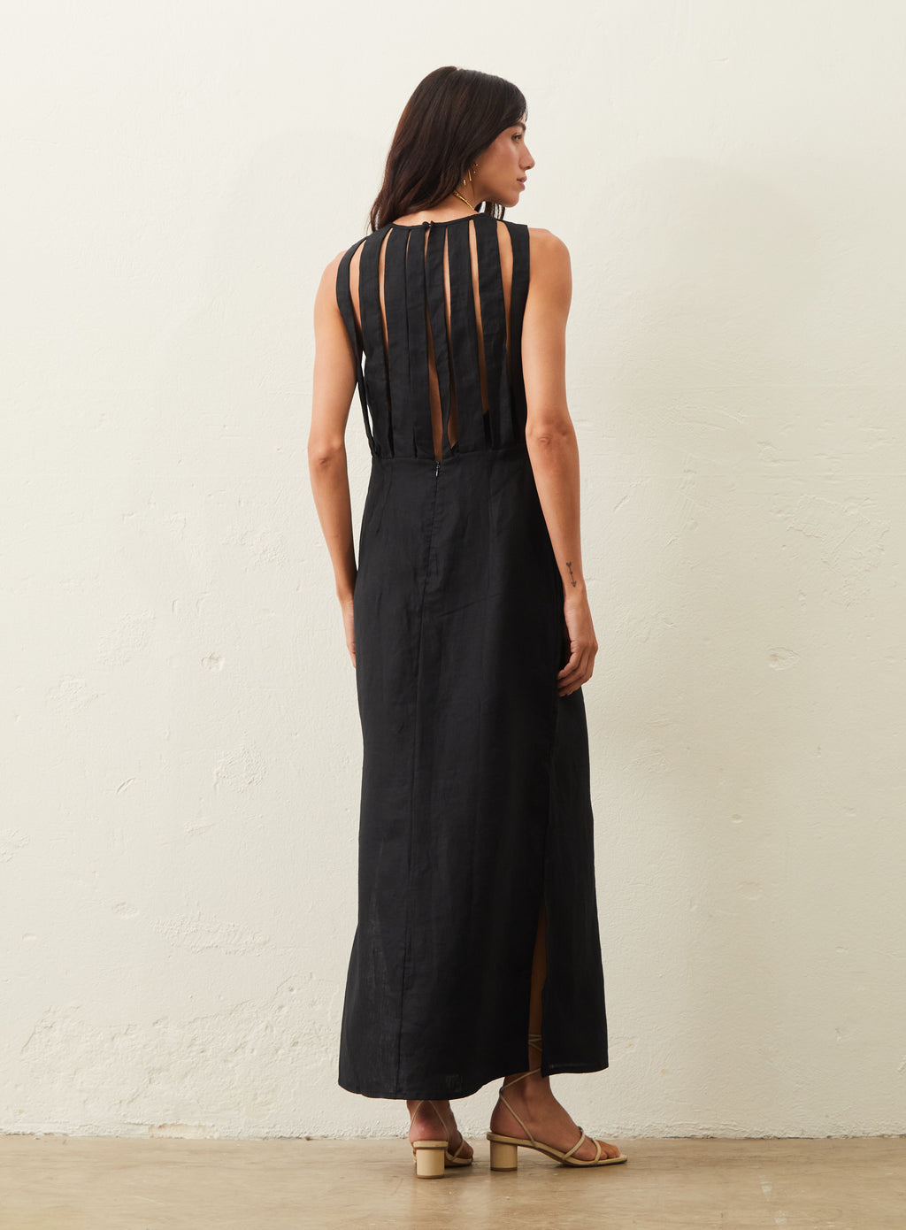 Vestido Longo De Linho - Preto