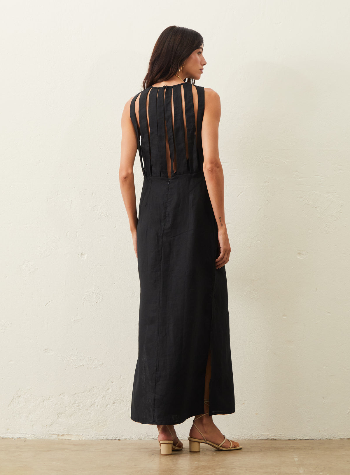 Vestido Longo De Linho - Preto