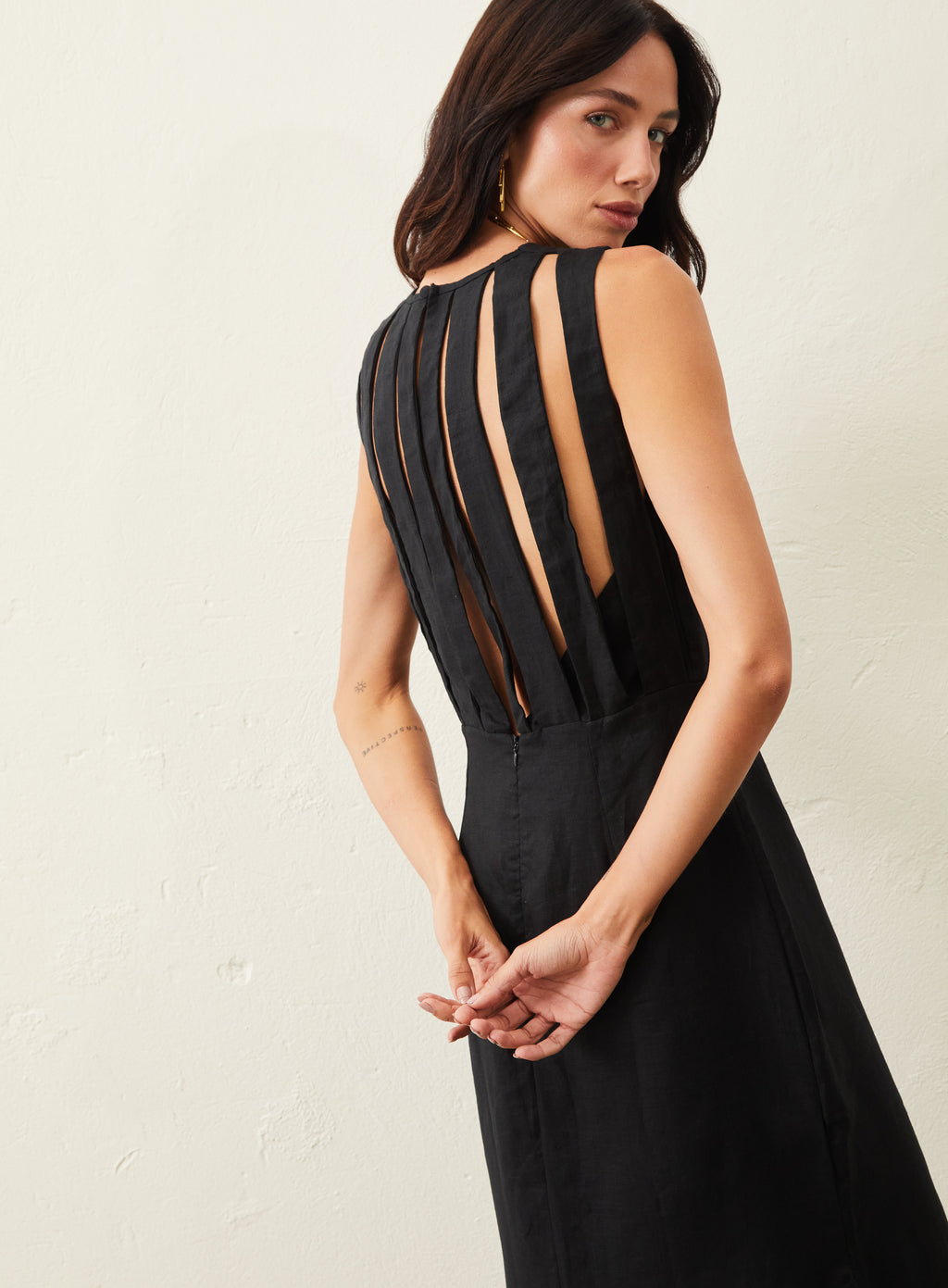 Vestido Longo De Linho - Preto