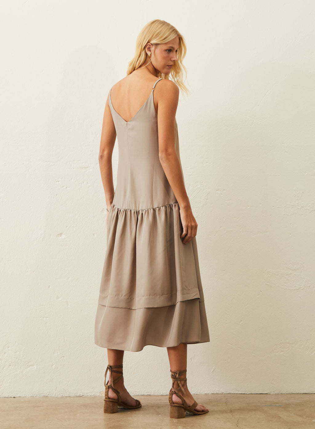 Vestido De Seda - Bege