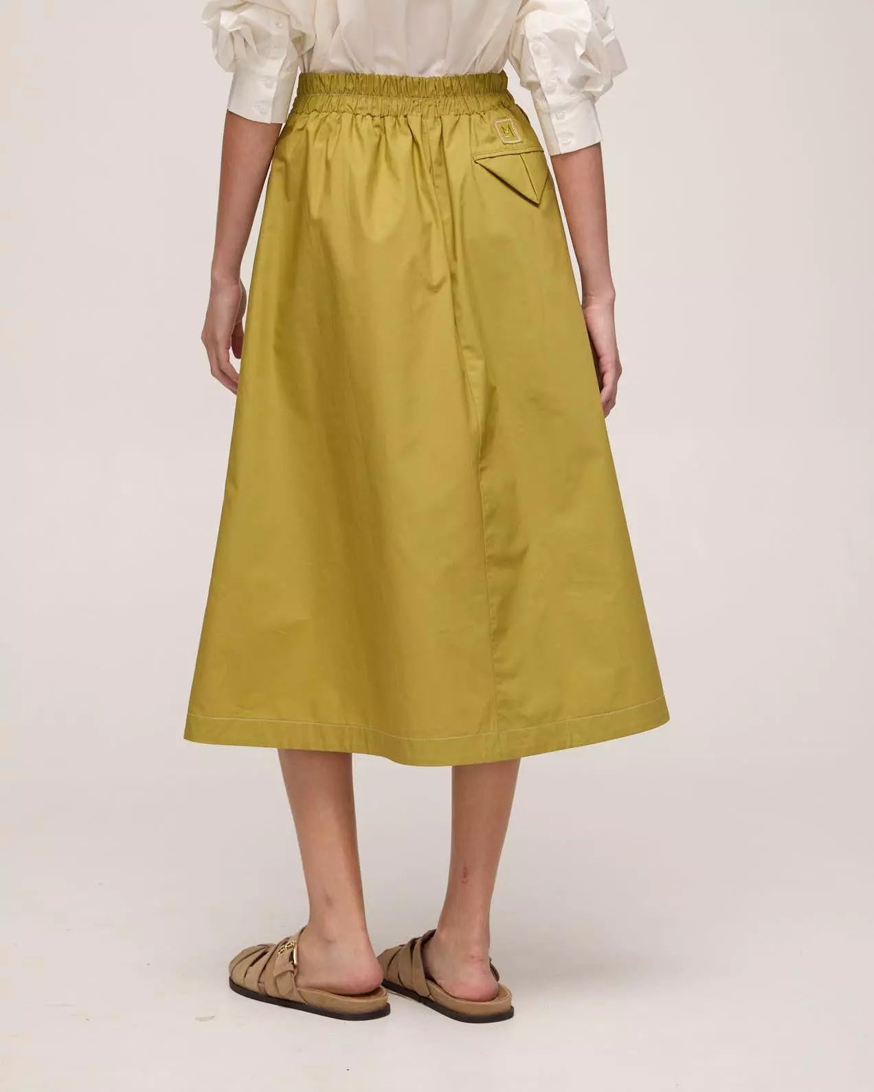 Saia Midi em Algodão - Verde Oliva