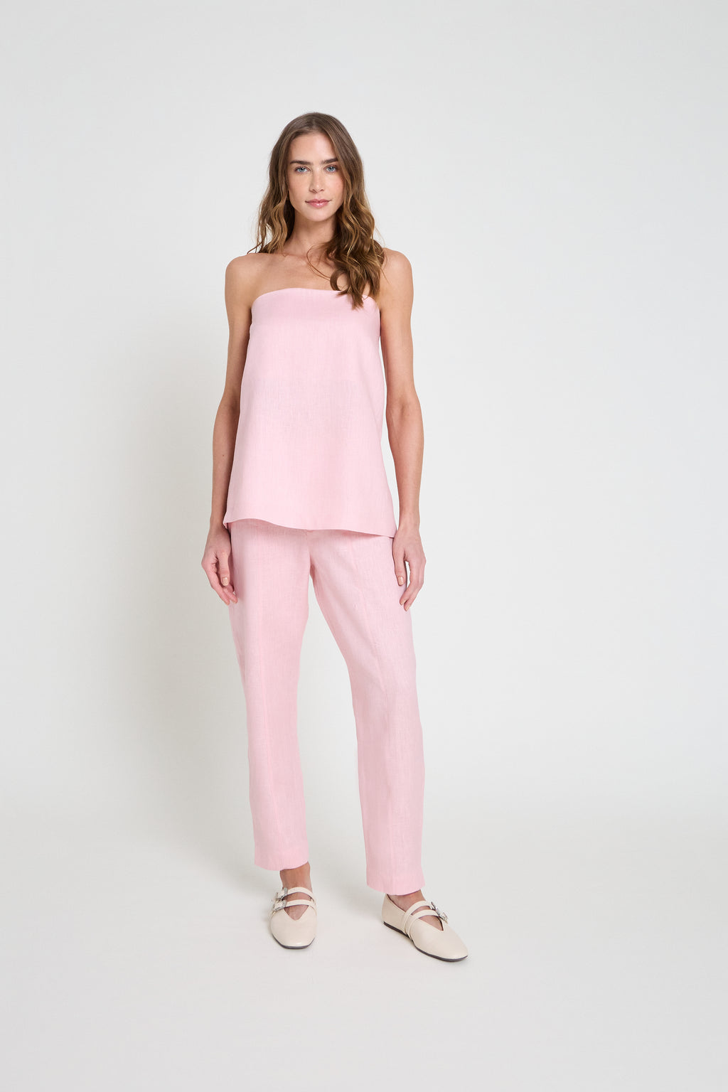 Top em linho - Rosa