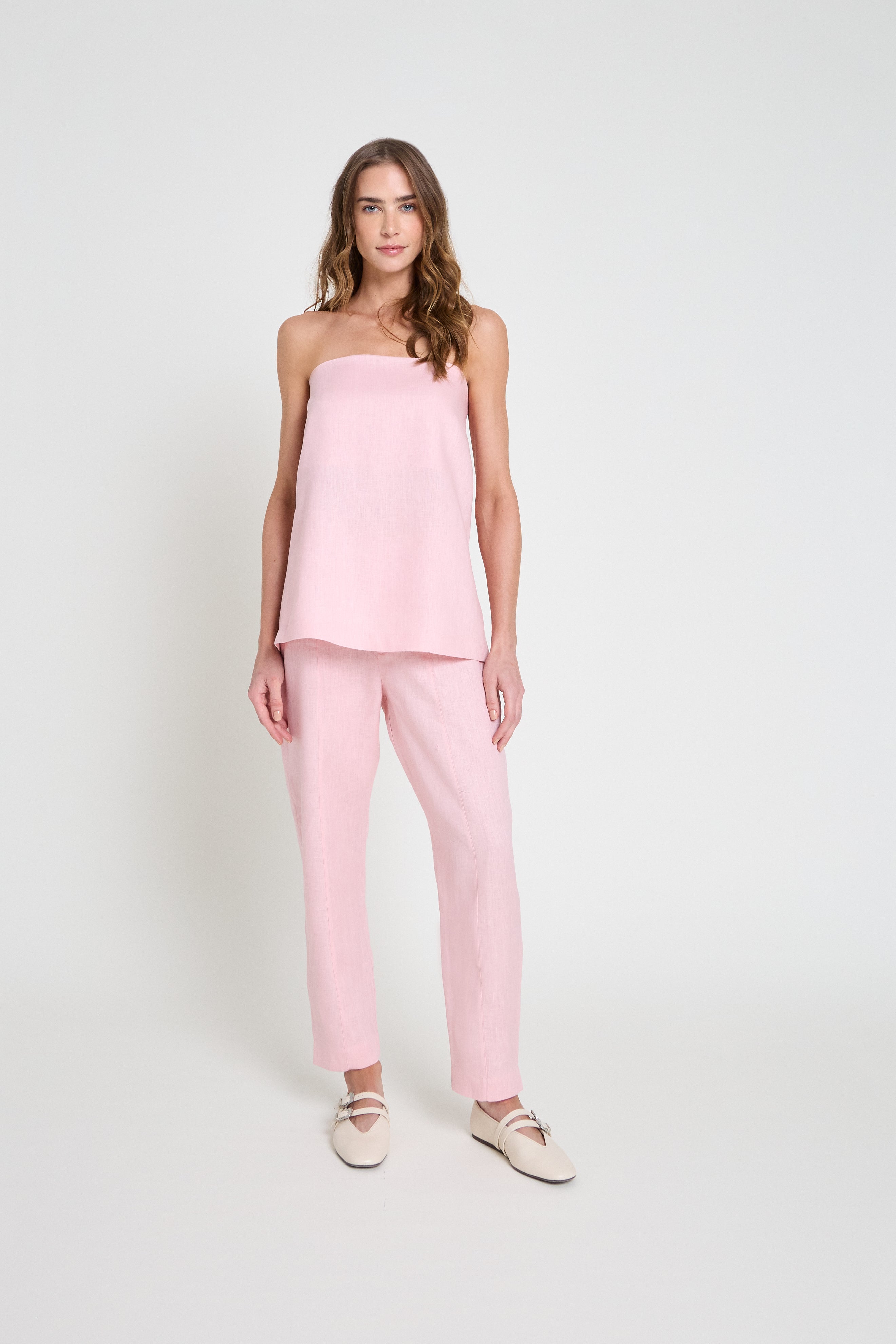 Top em linho - Rosa