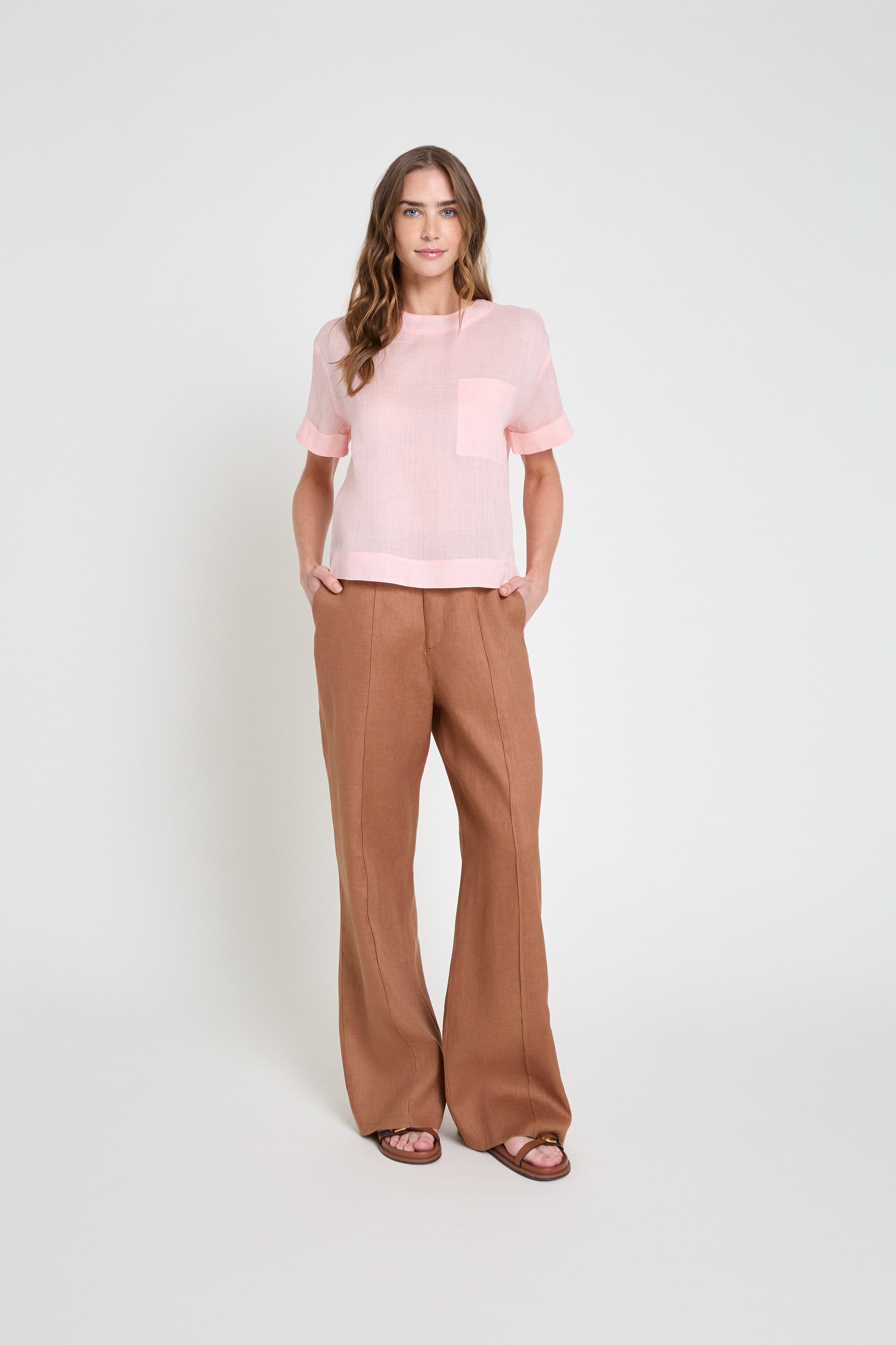 Blusa em voil com bolso - Rosa