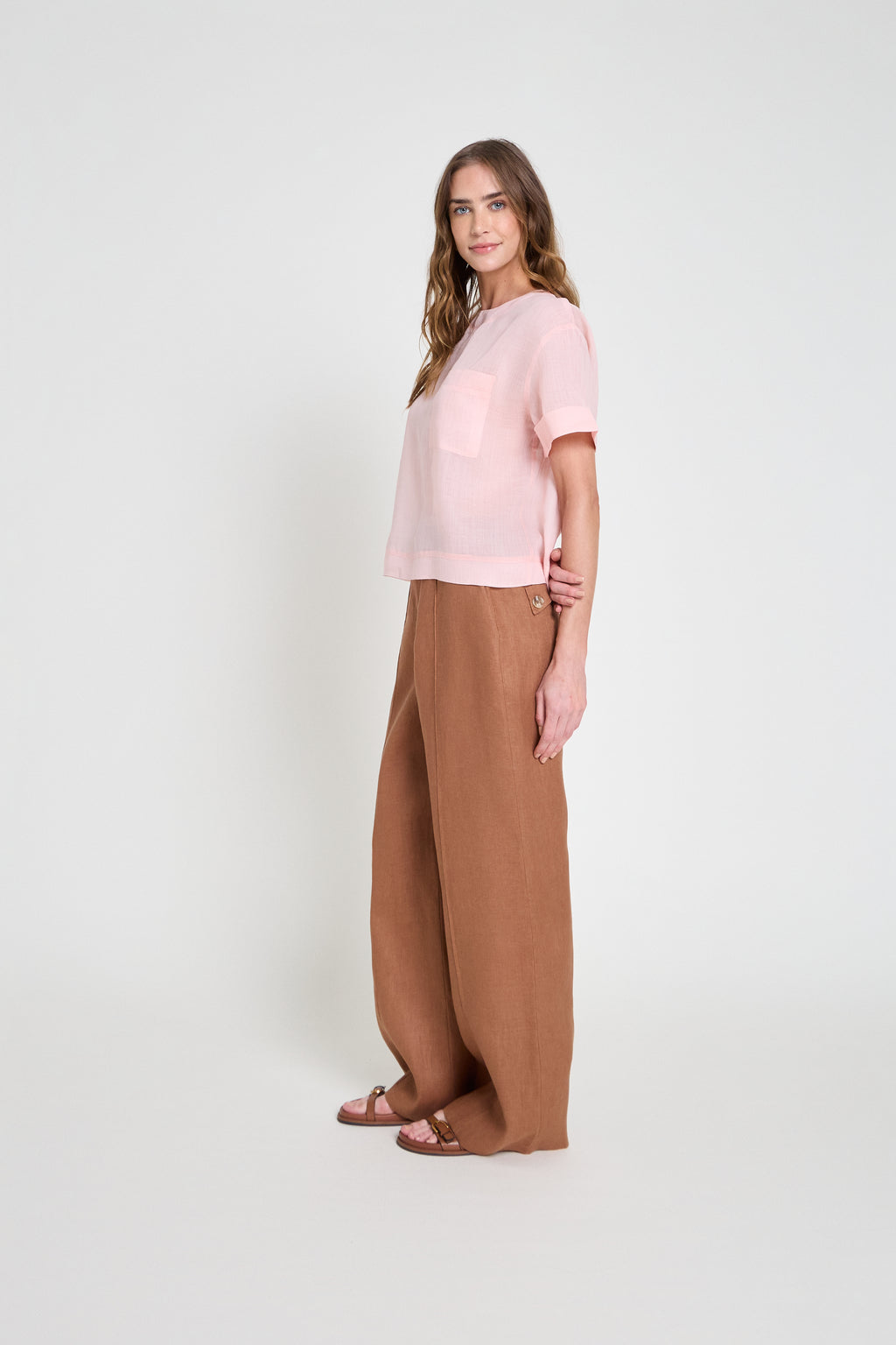 Blusa em voil com bolso - Rosa