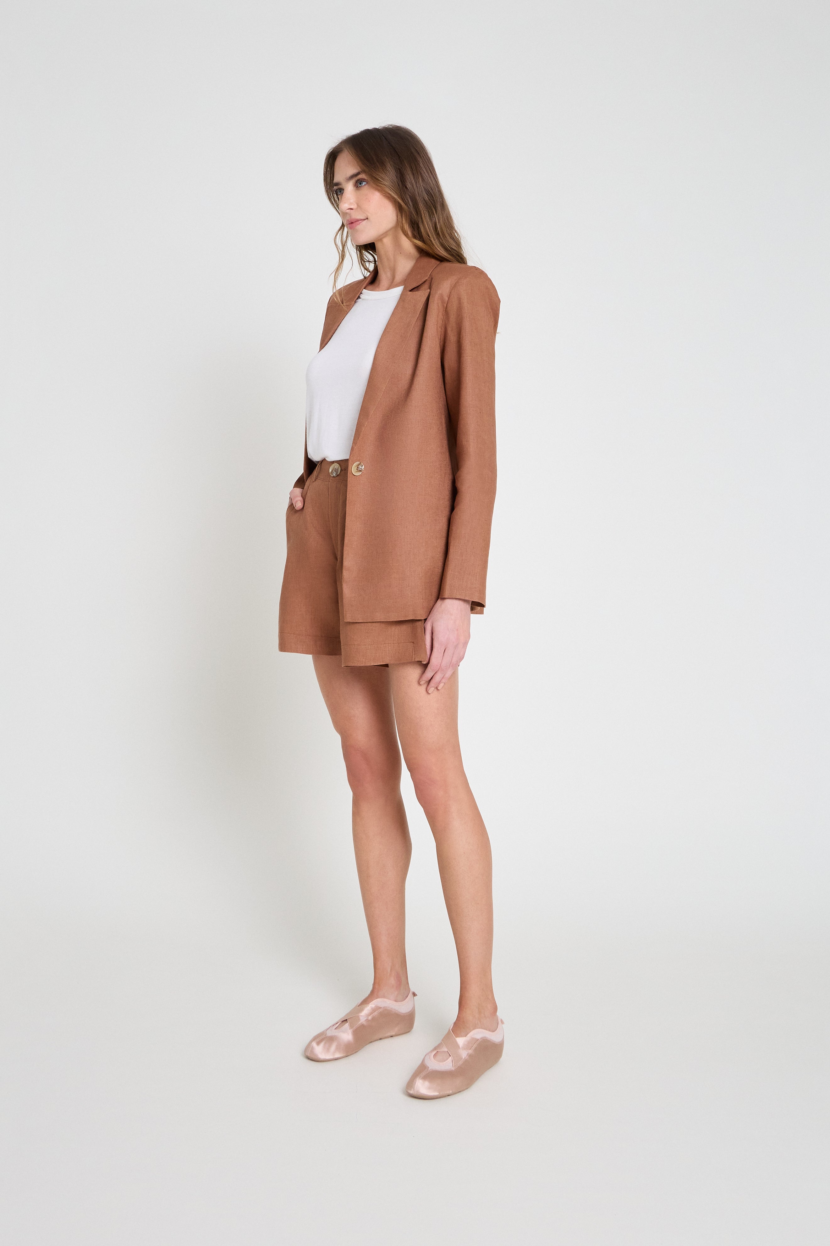 Blazer em linho - Mocha